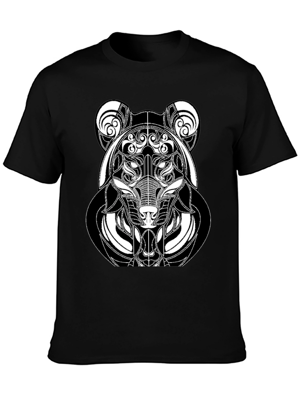Abstract Bear Graphic Tee - Modern Black T-Shirt
