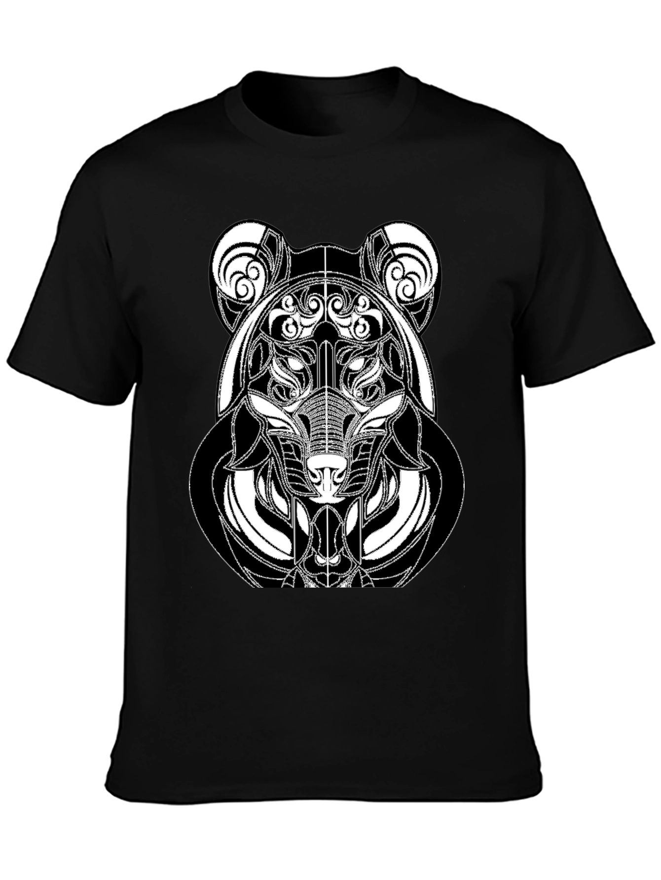 Abstract Bear Graphic Tee - Modern Black T-Shirt