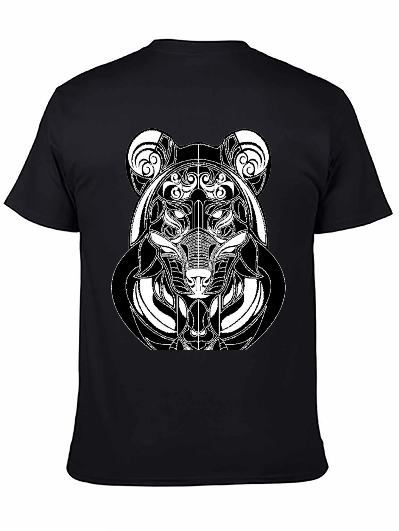 Abstract Bear Graphic Tee - Modern Black T-Shirt