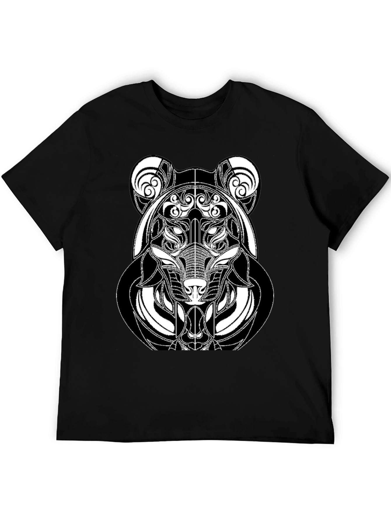 Abstract Bear Graphic Tee - Modern Black T-Shirt
