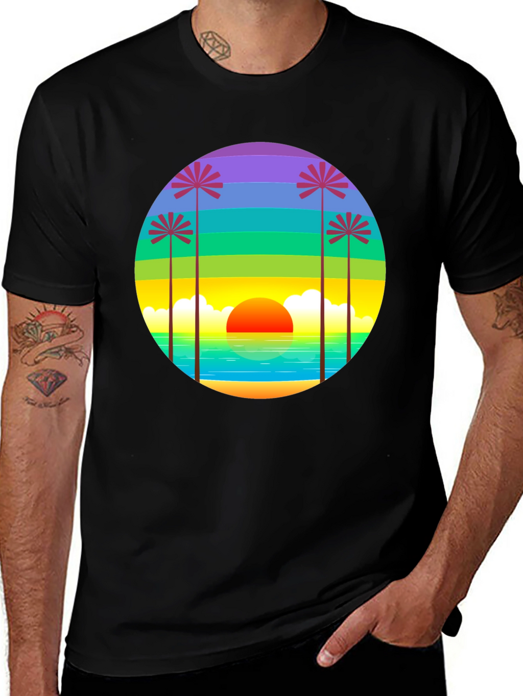 Sunset Palm Tree Graphic T-Shirt