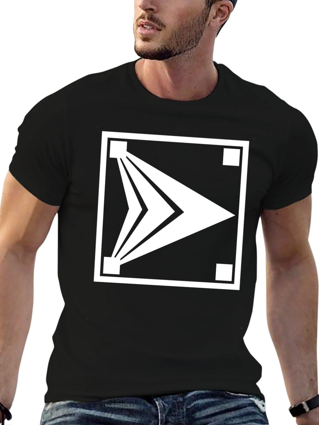 Modern Arrow Graphic T-Shirt - Black Cotton Blend