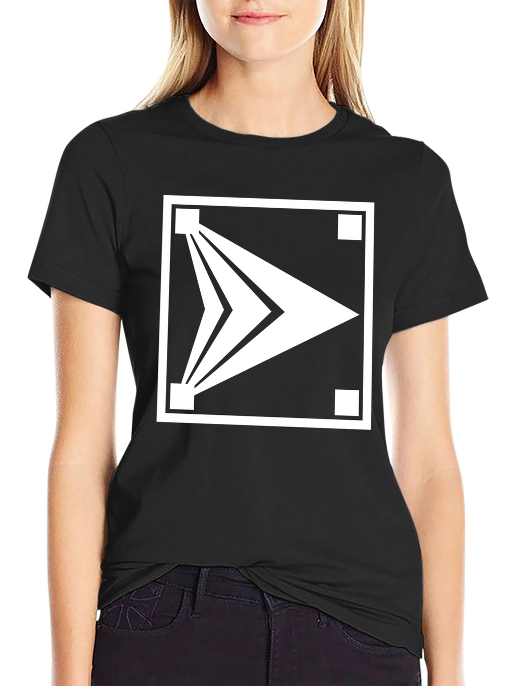 Modern Arrow Graphic T-Shirt - Black Cotton Blend