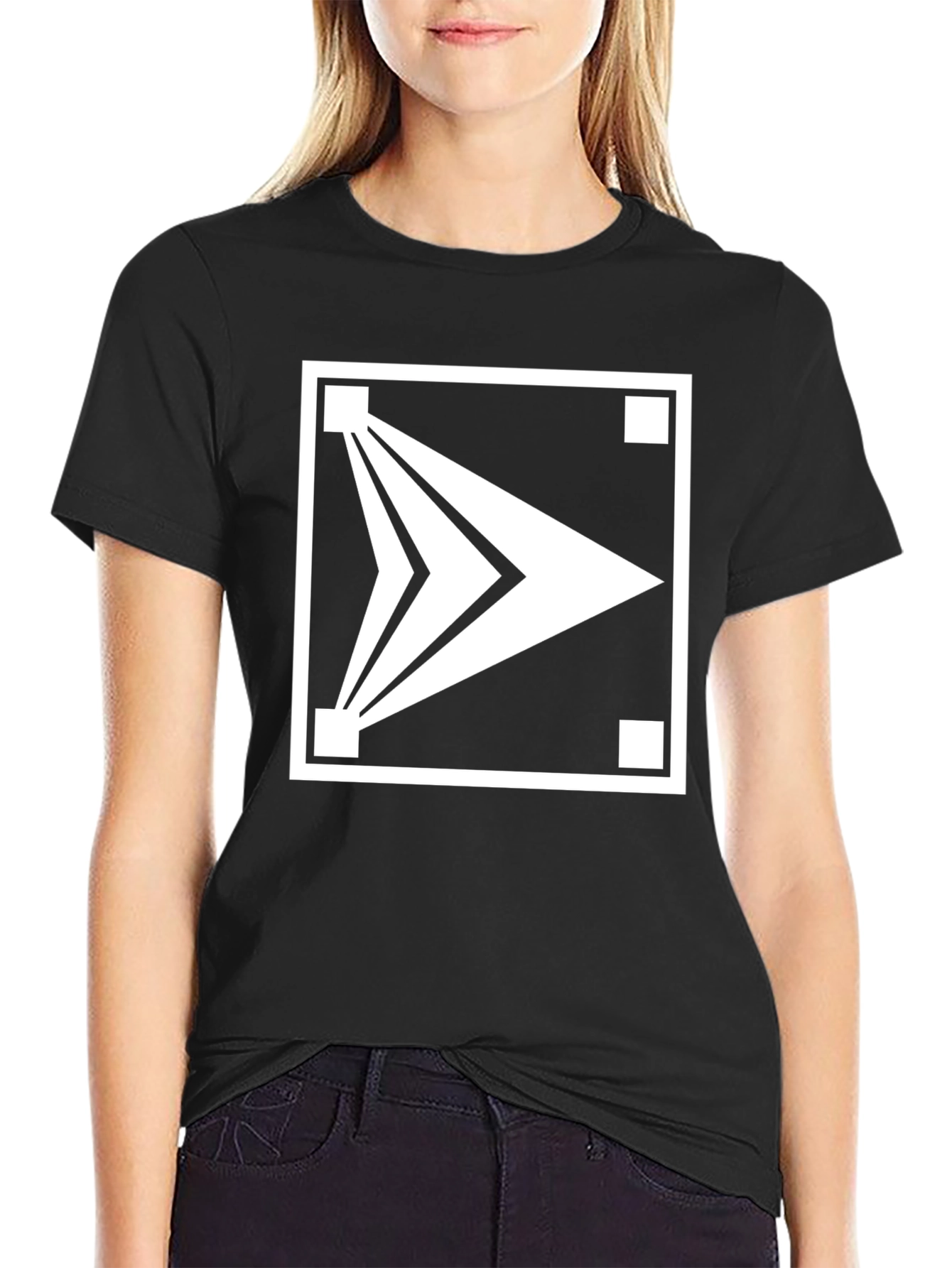 Modern Arrow Graphic T-Shirt - Black Cotton Blend