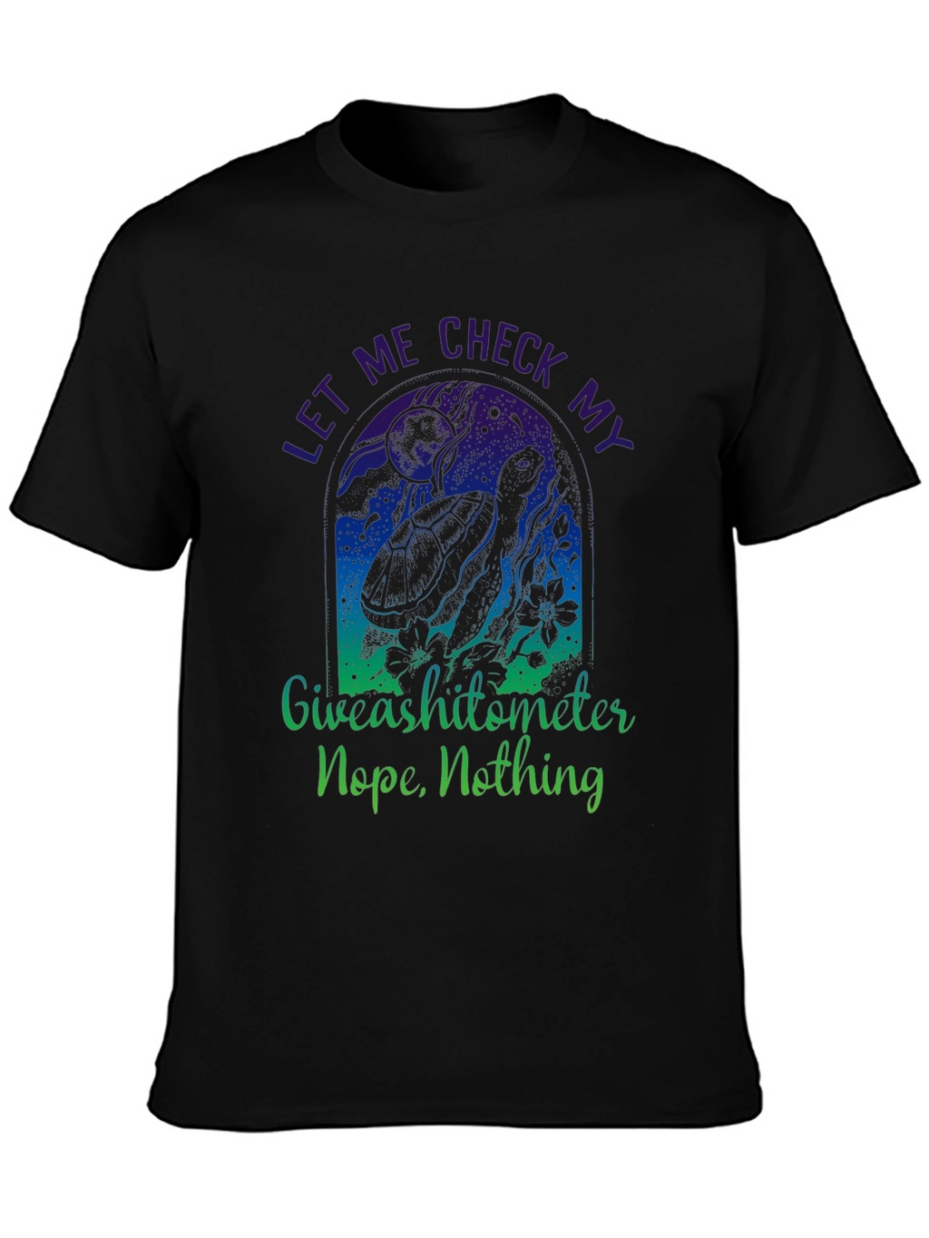 Funny Turtle Giveashitometer Mens Black T-Shirt