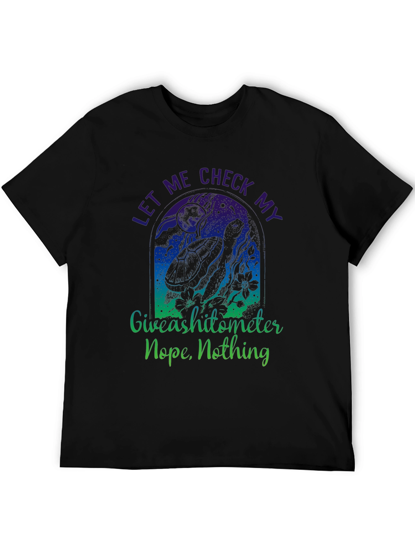 Funny Turtle Giveashitometer Mens Black T-Shirt