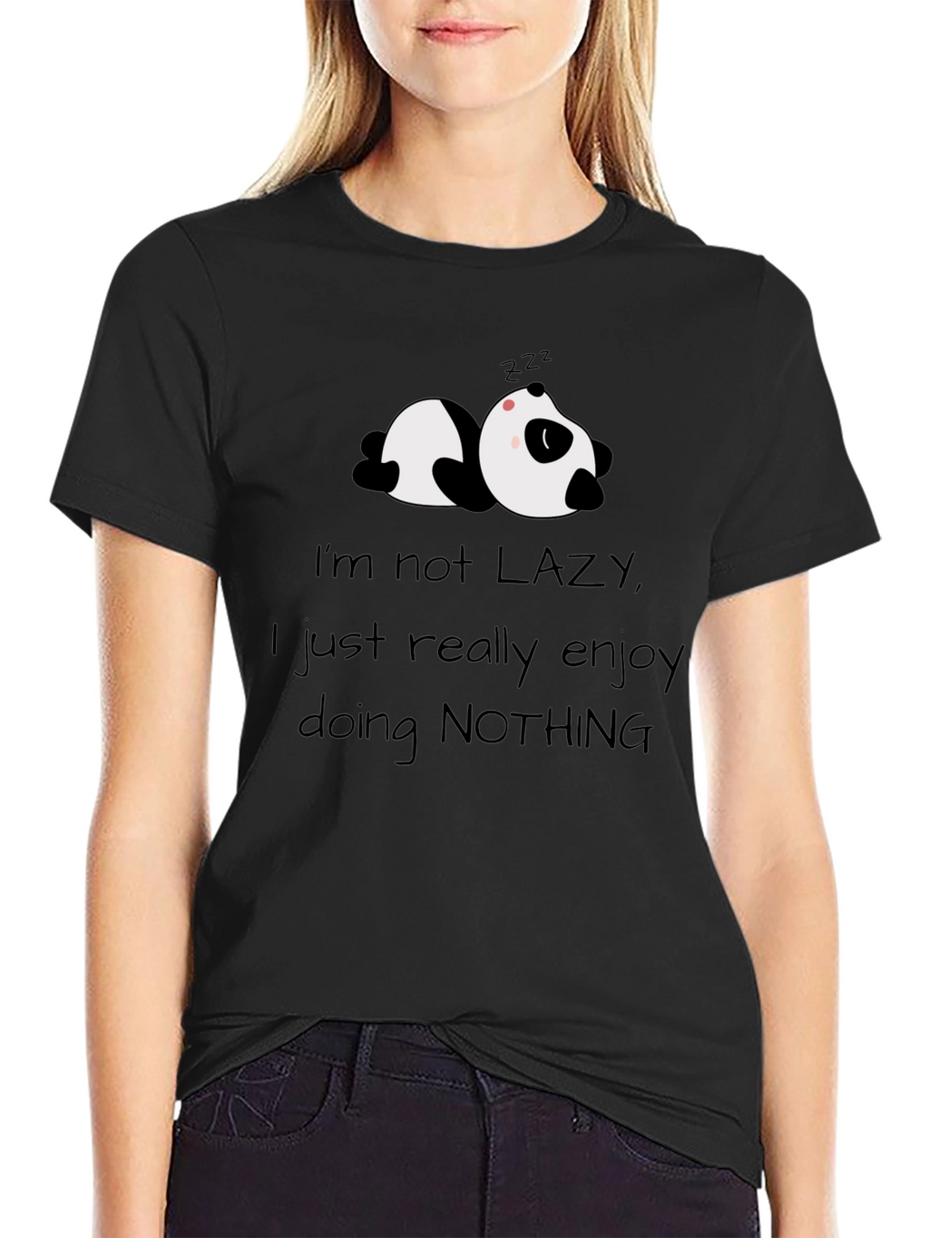 Funny Panda Lazy Graphic Novelty T-Shirt