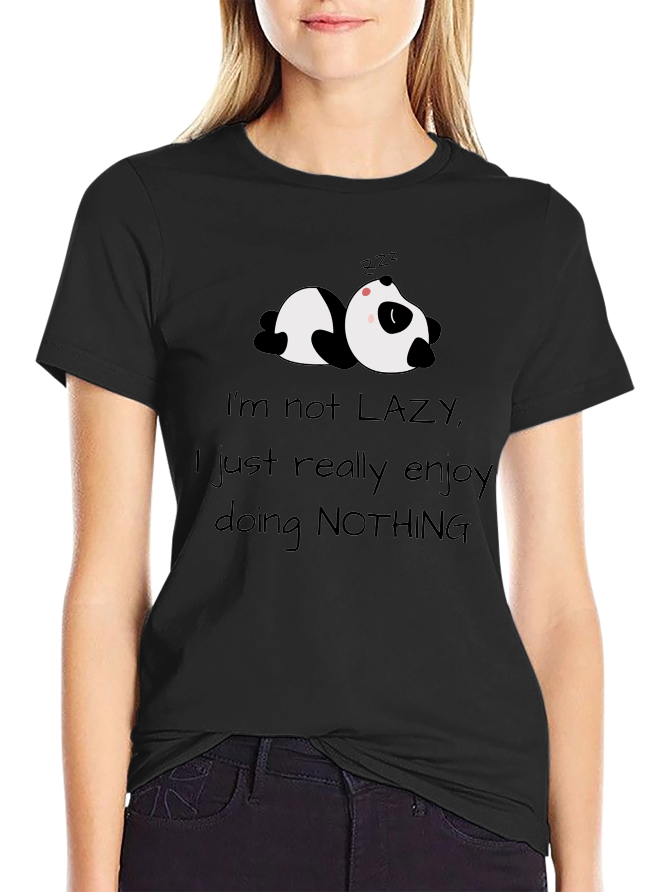 Funny Panda Lazy Graphic Novelty T-Shirt