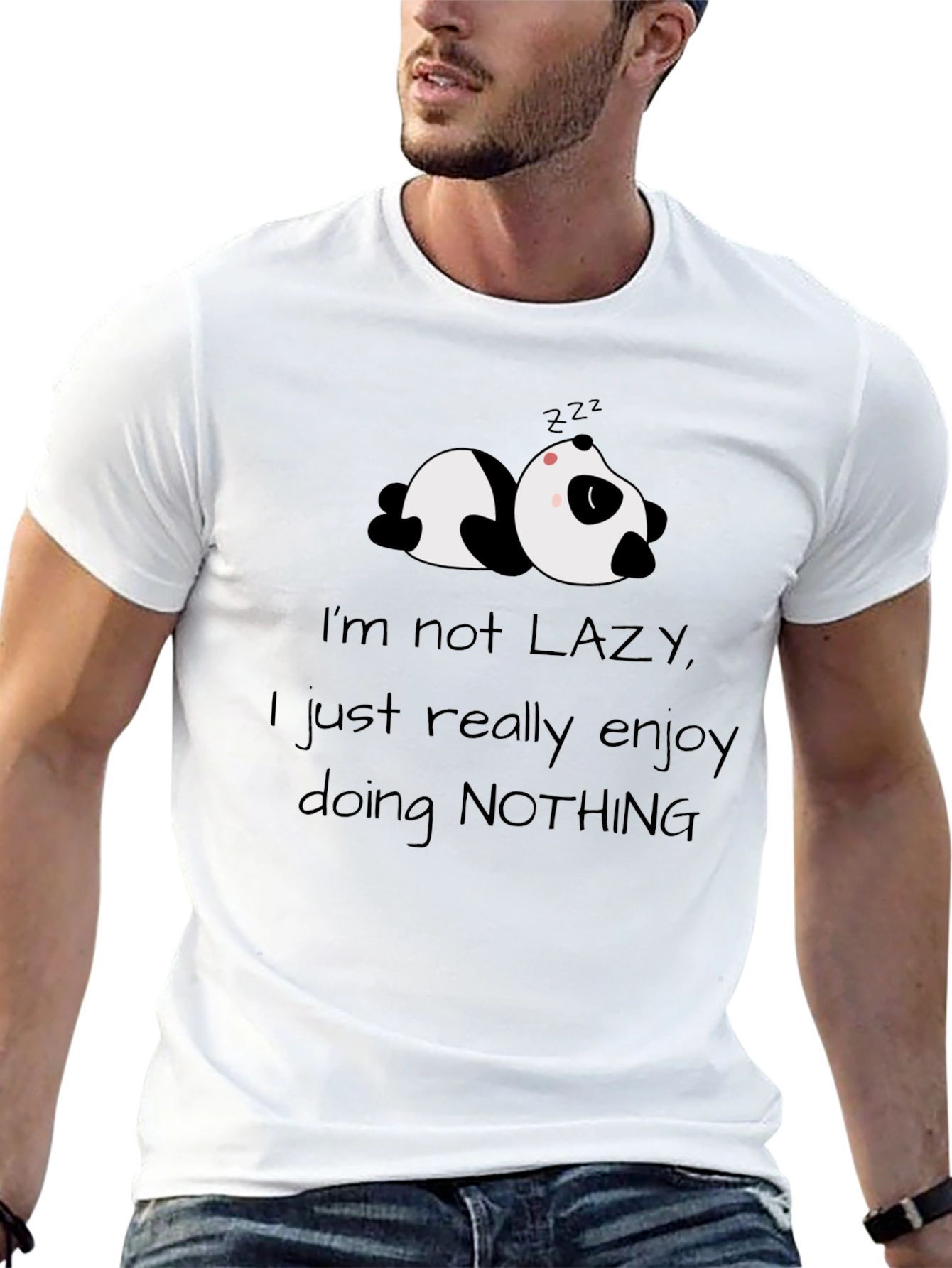 Funny Panda Lazy Graphic Novelty T-Shirt