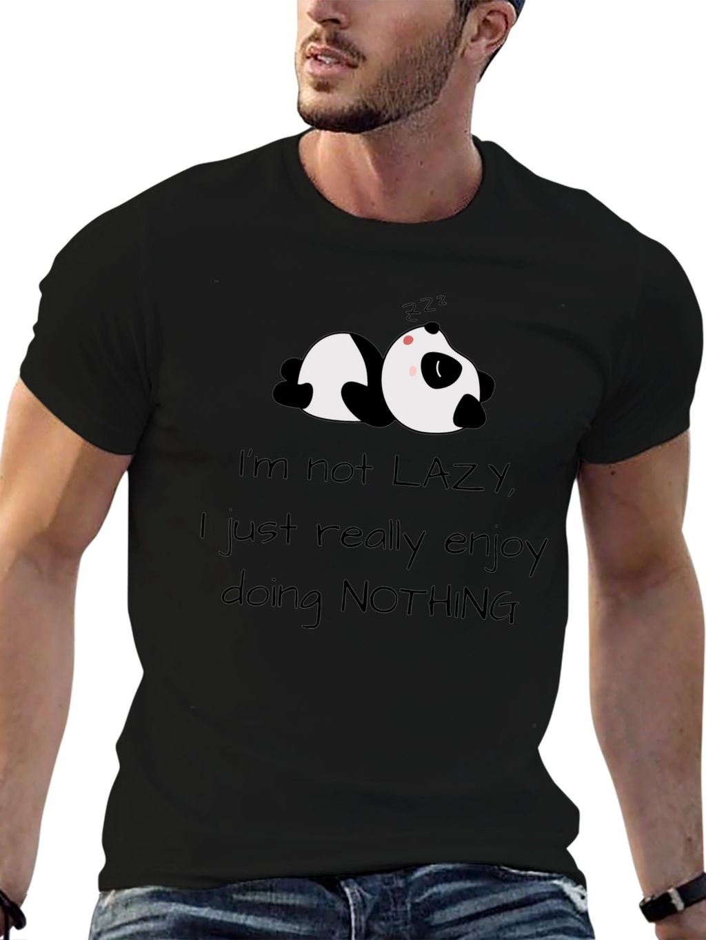 Funny Panda Lazy Graphic Novelty T-Shirt