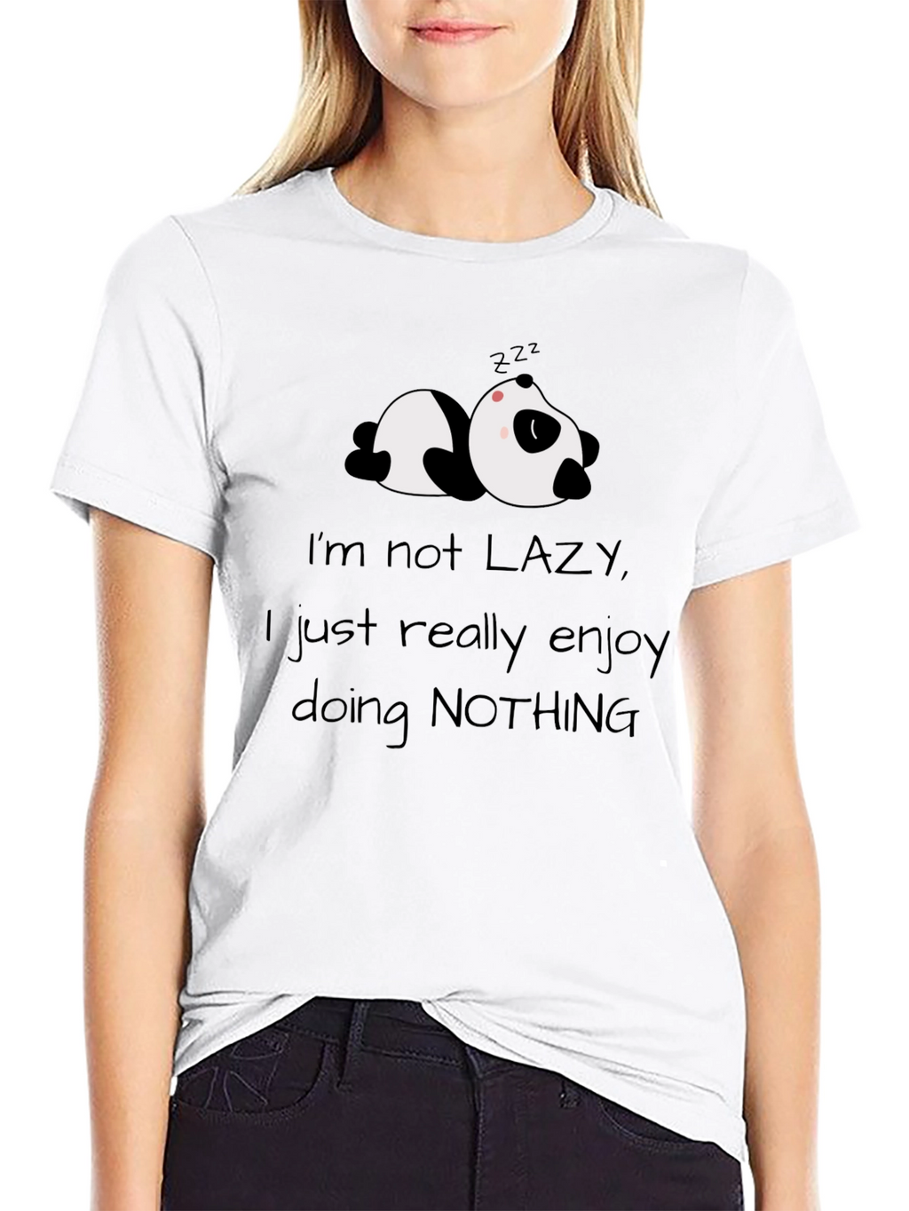 Funny Panda Lazy Graphic Novelty T-Shirt