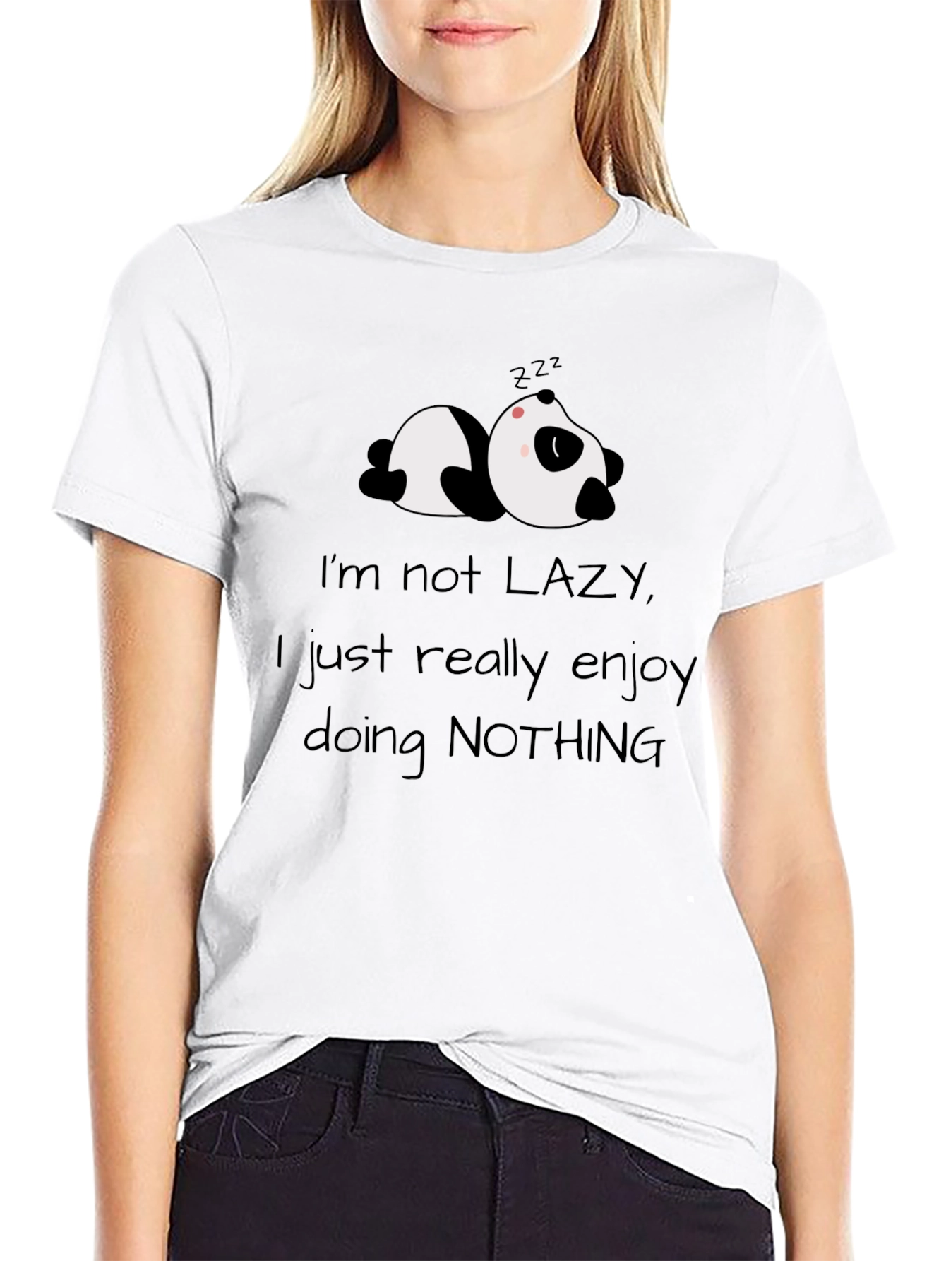 Funny Panda Lazy Graphic Novelty T-Shirt