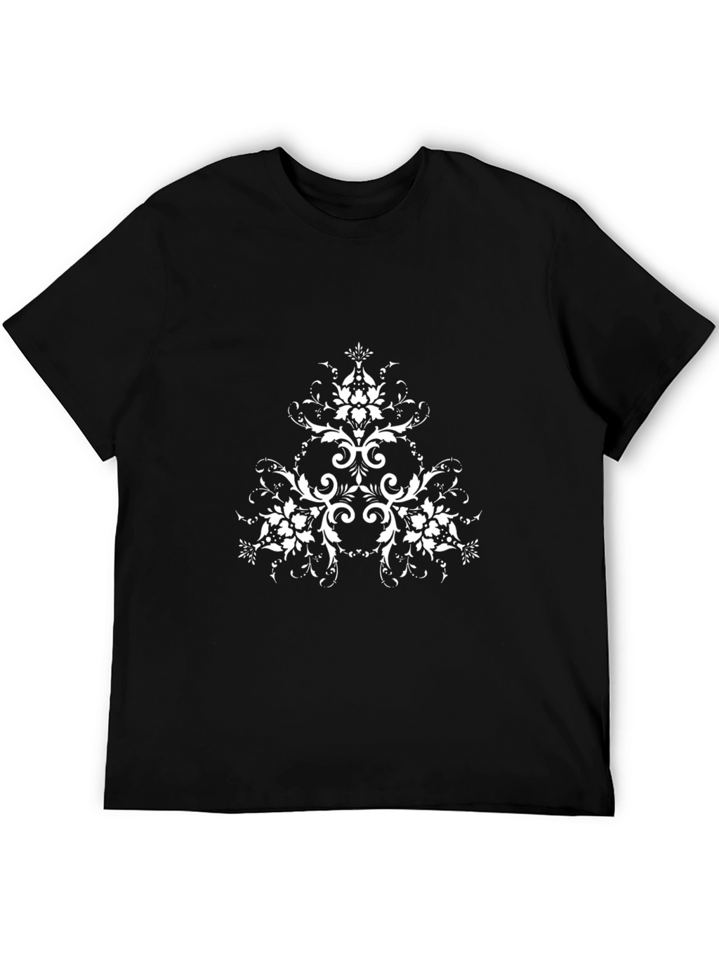 Elegant Black T-Shirt with White Floral Design
