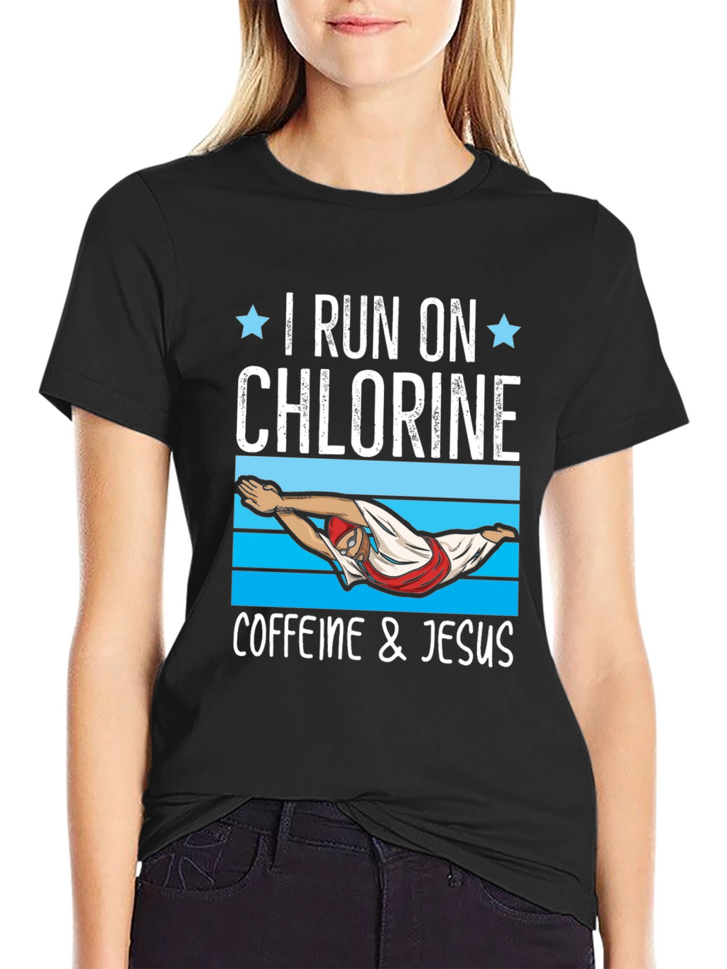 I Run on Chlorine Caffeine & Jesus T-Shirt
