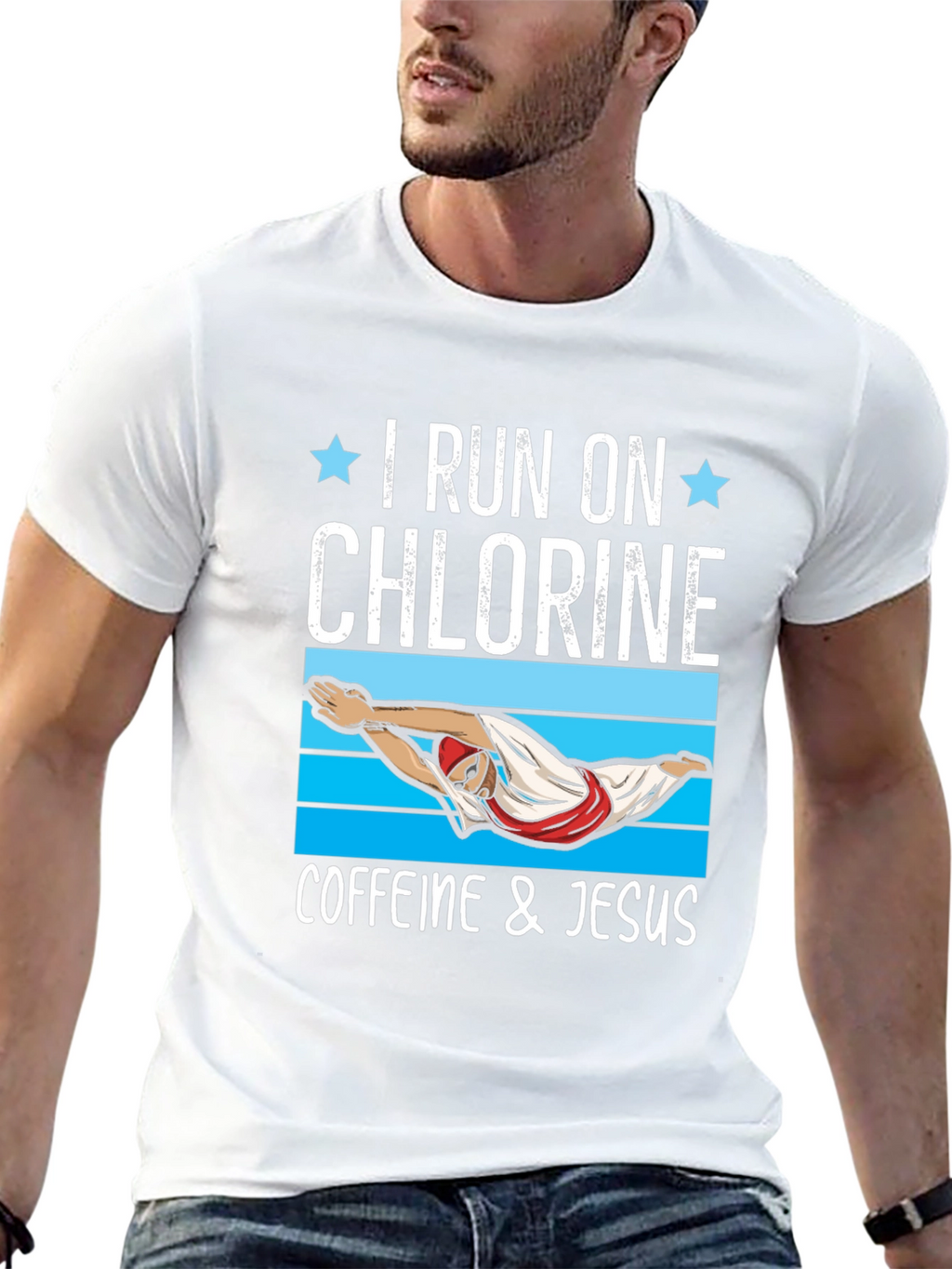 I Run on Chlorine Caffeine & Jesus T-Shirt