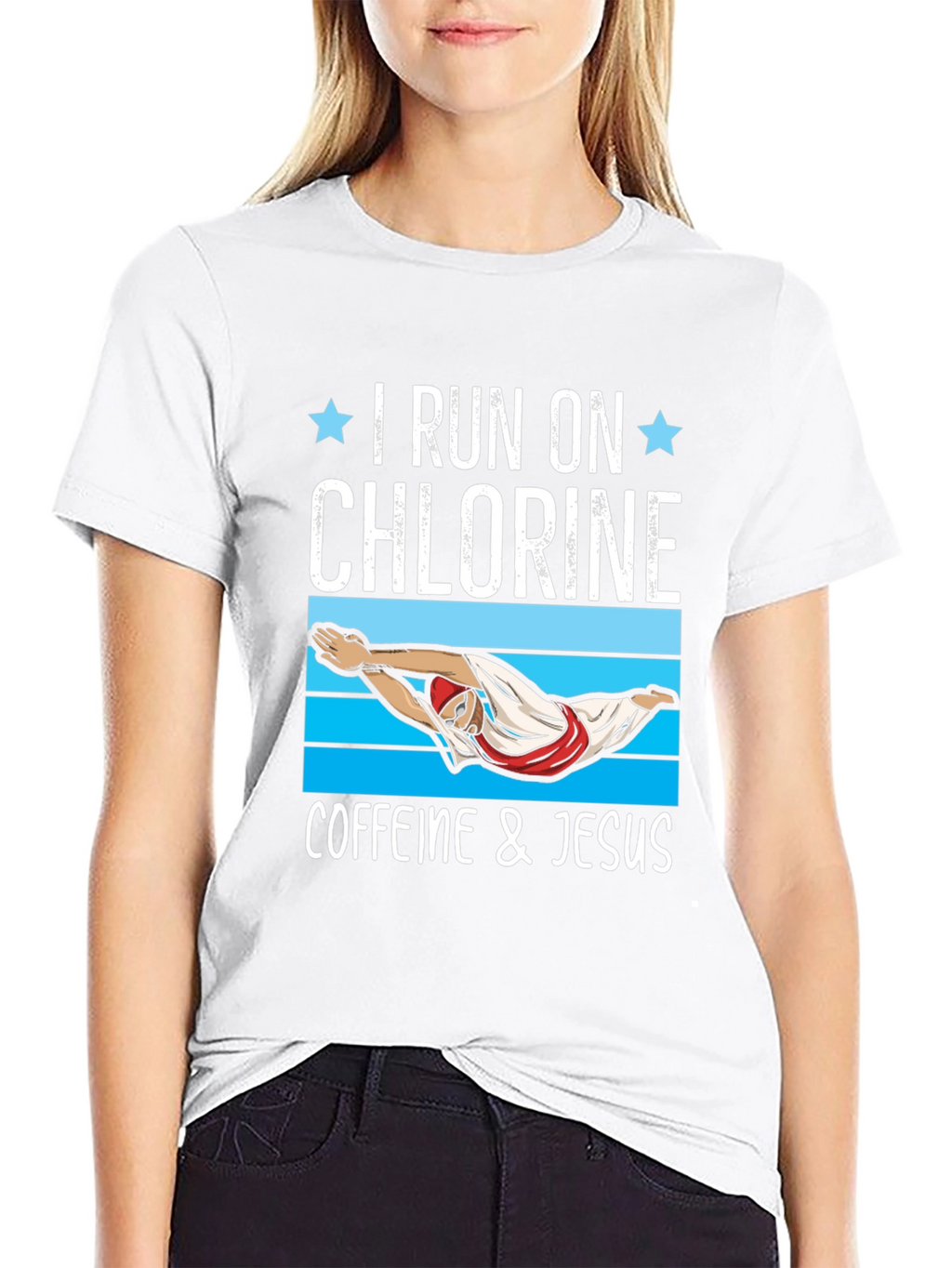I Run on Chlorine Caffeine & Jesus T-Shirt
