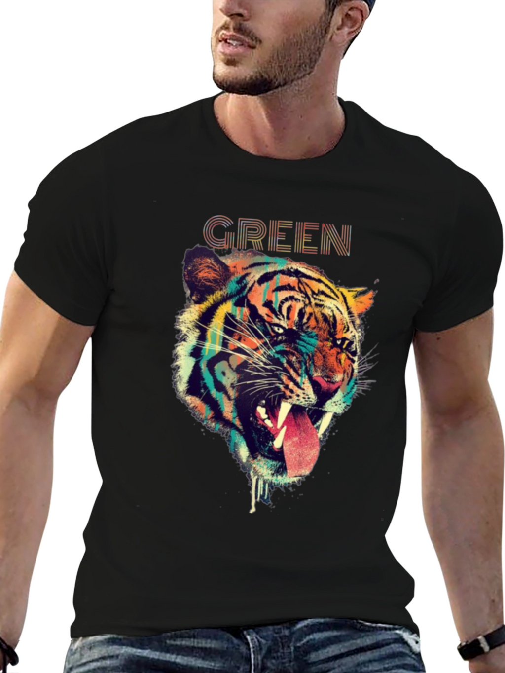 Tiger Graphic Print T-Shirt - Bold Animal Design