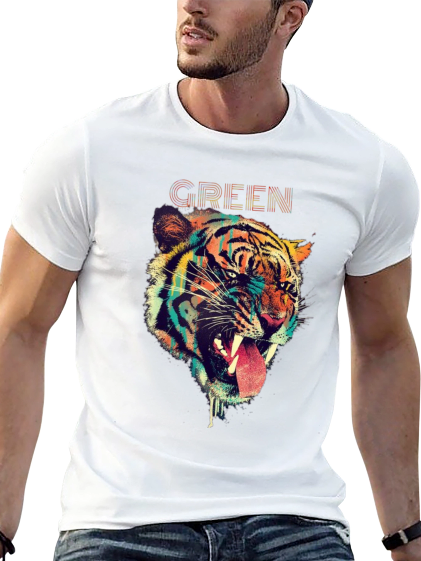 Tiger Graphic Print T-Shirt - Bold Animal Design