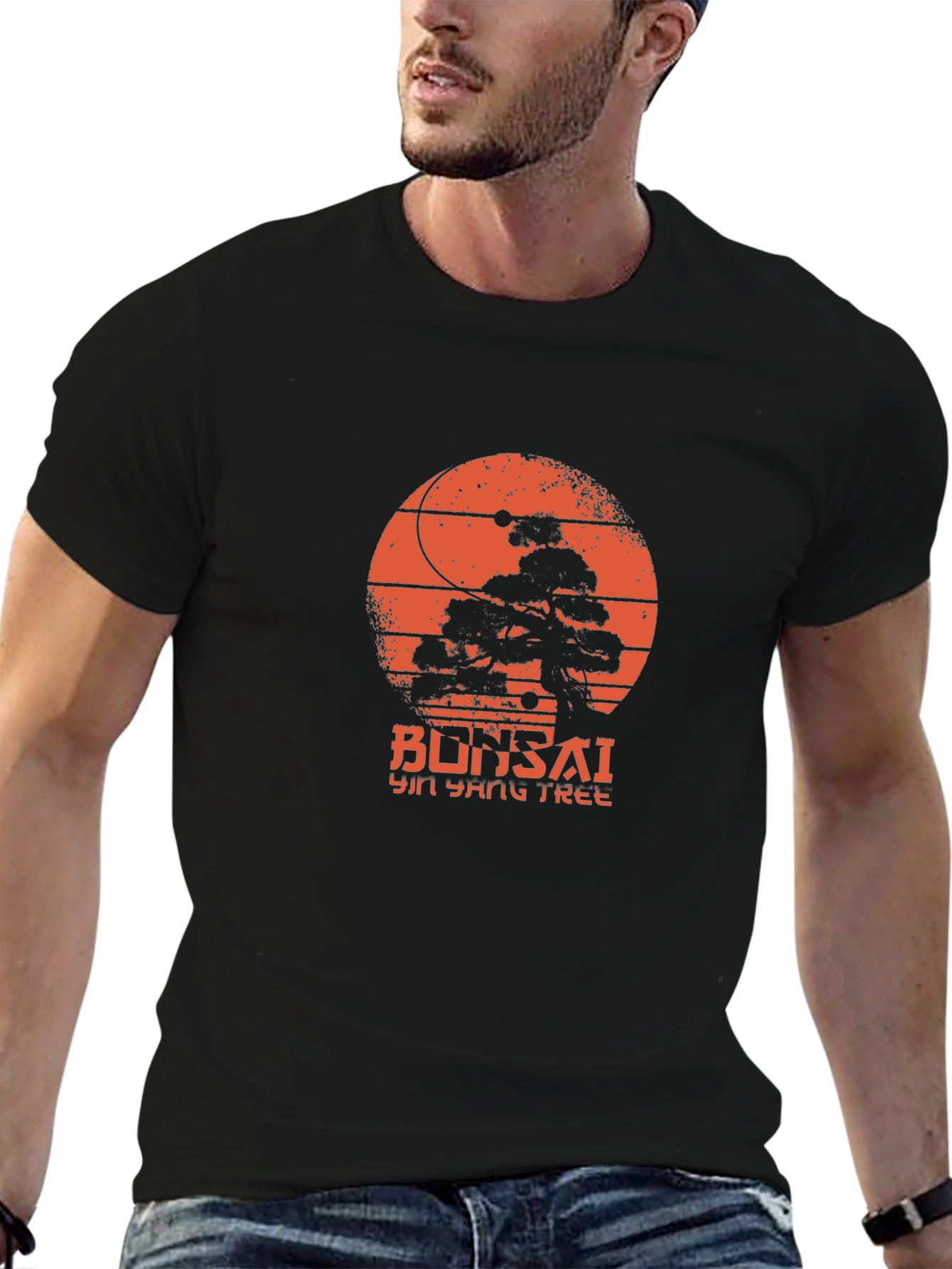 Bonsai Yin Yang Tree Graphic Tee - Black