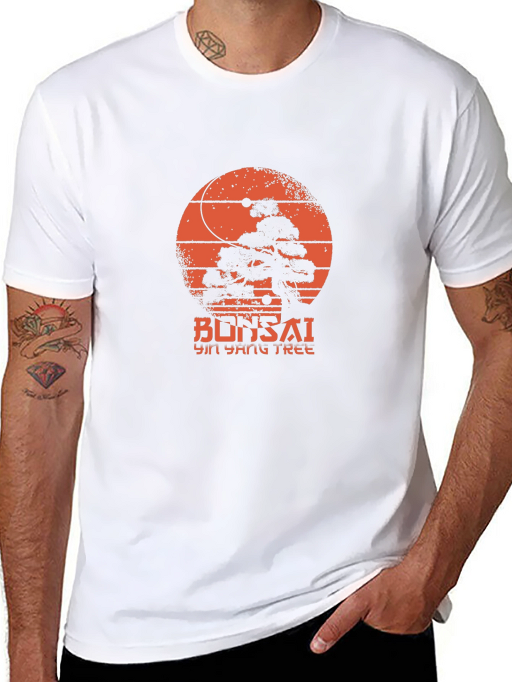 Bonsai Yin Yang Tree Graphic Tee - Black