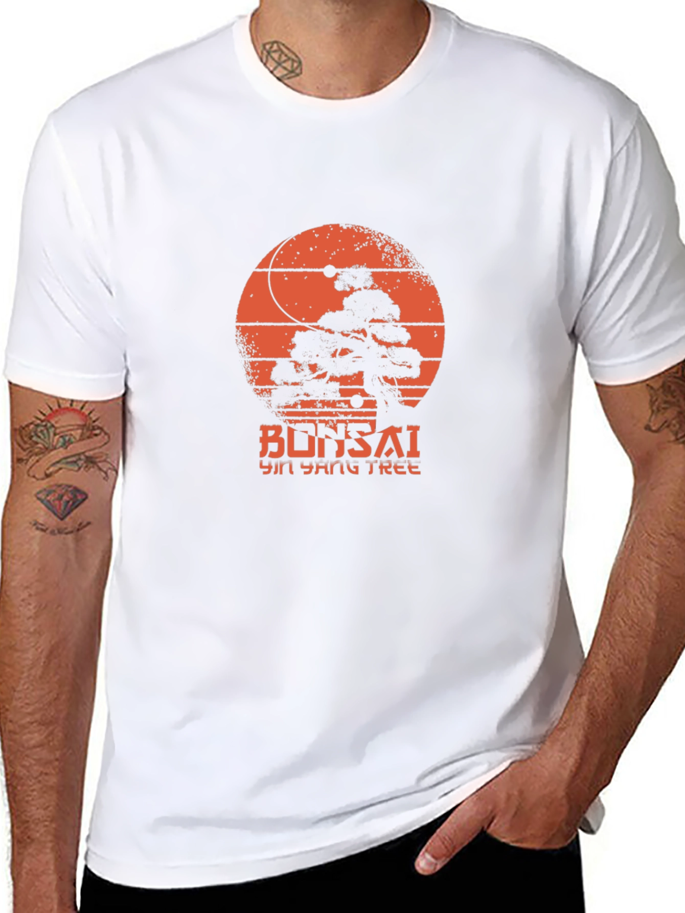 Bonsai Yin Yang Tree Graphic Tee - Black