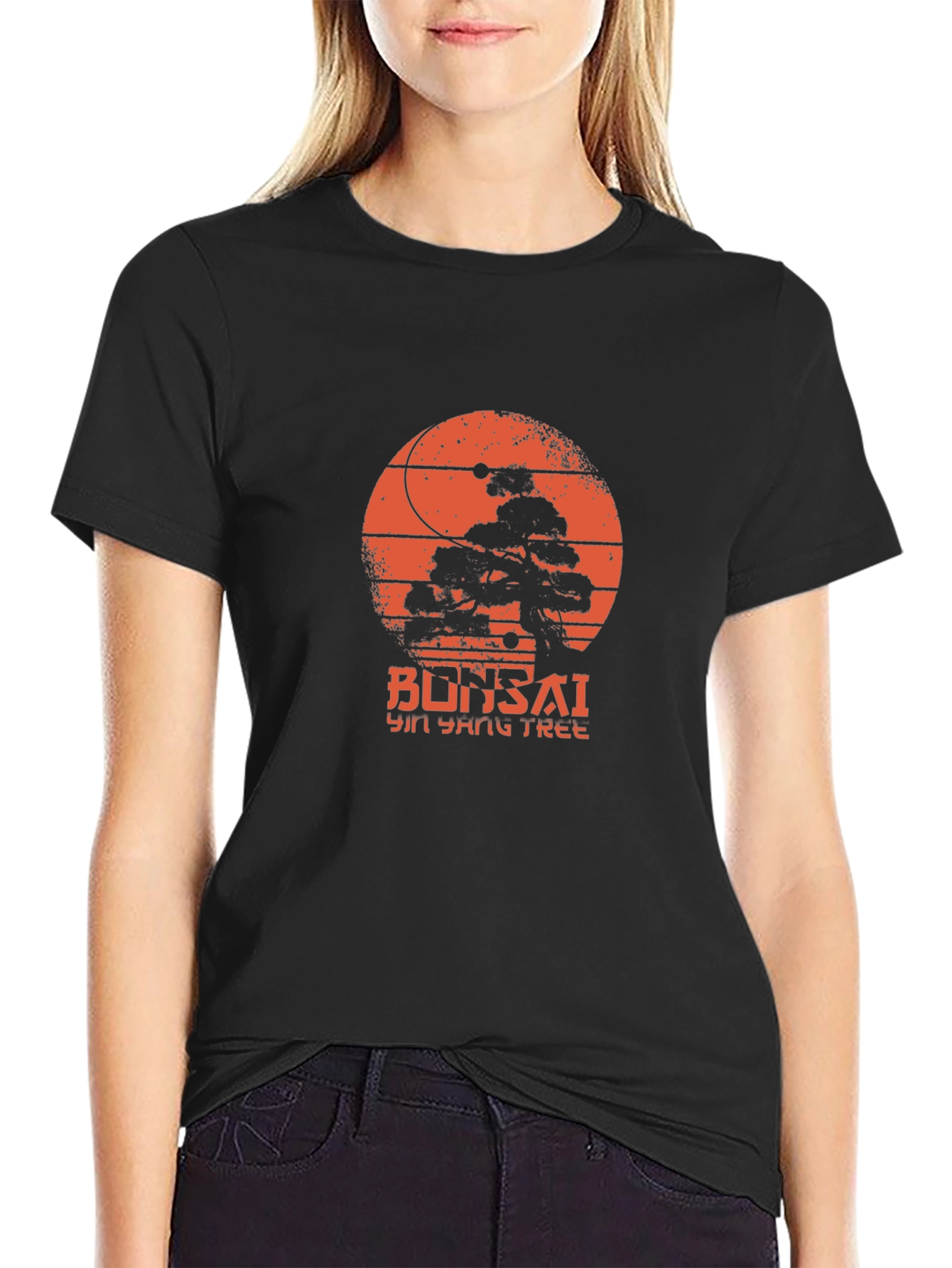 Bonsai Yin Yang Tree Graphic Tee - Black