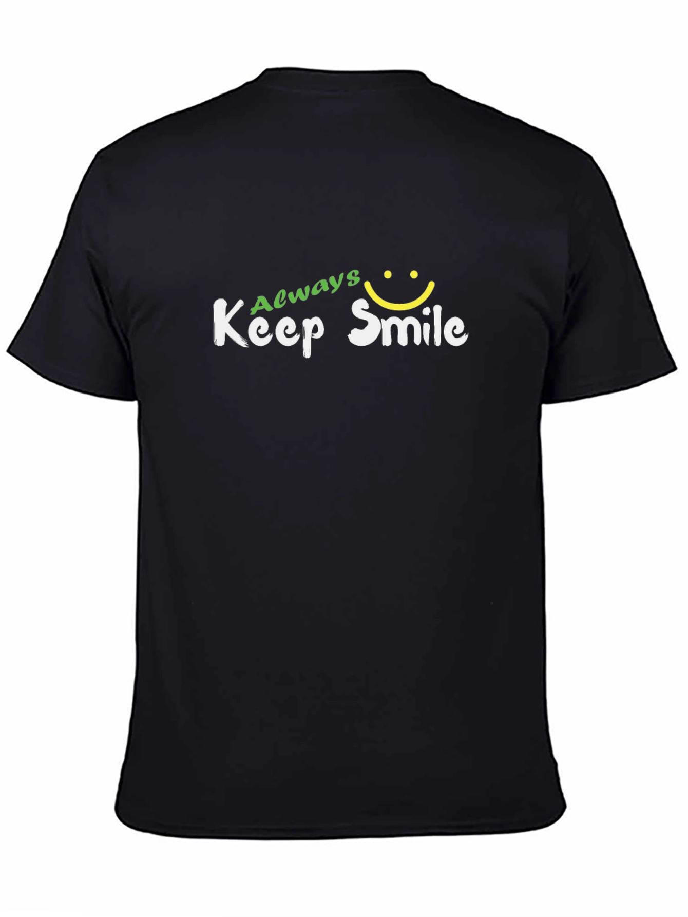 Always Keep Smile Graphic Black T-Shirt