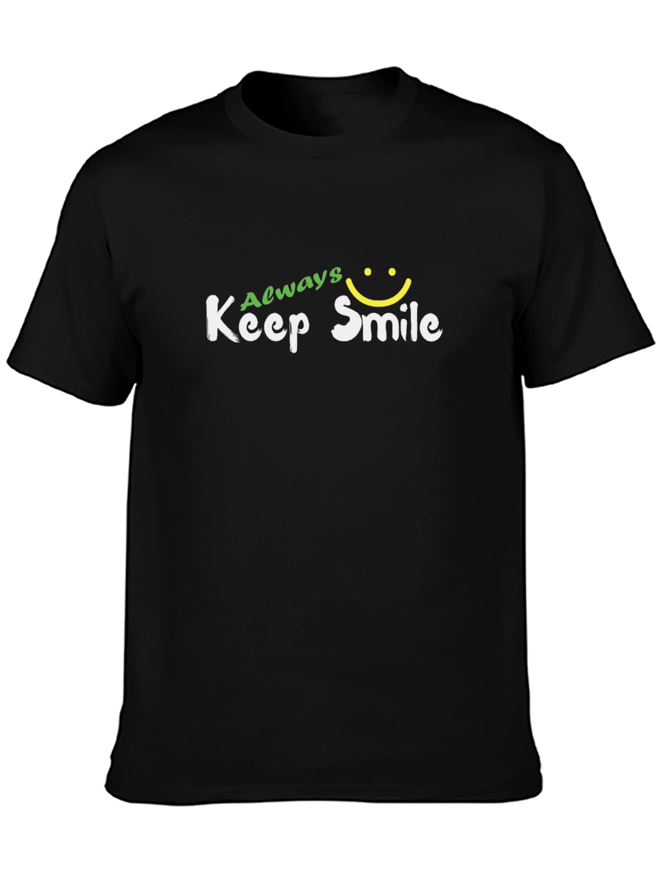 Always Keep Smile Graphic Black T-Shirt