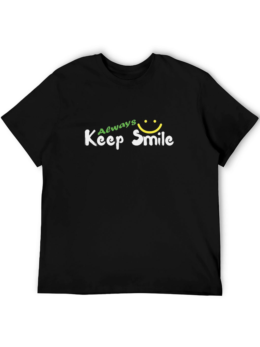 Always Keep Smile Graphic Black T-Shirt