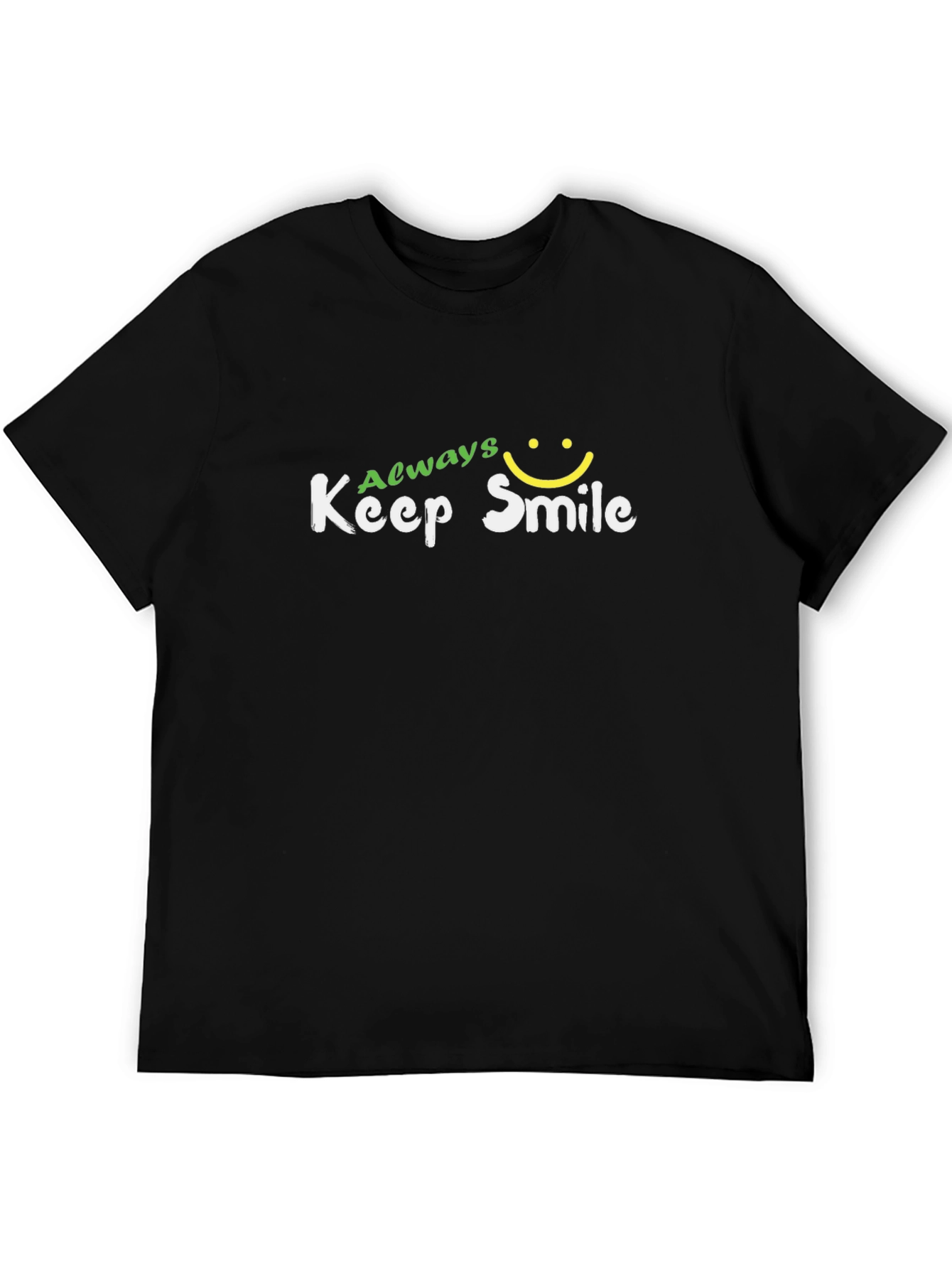 Always Keep Smile Graphic Black T-Shirt