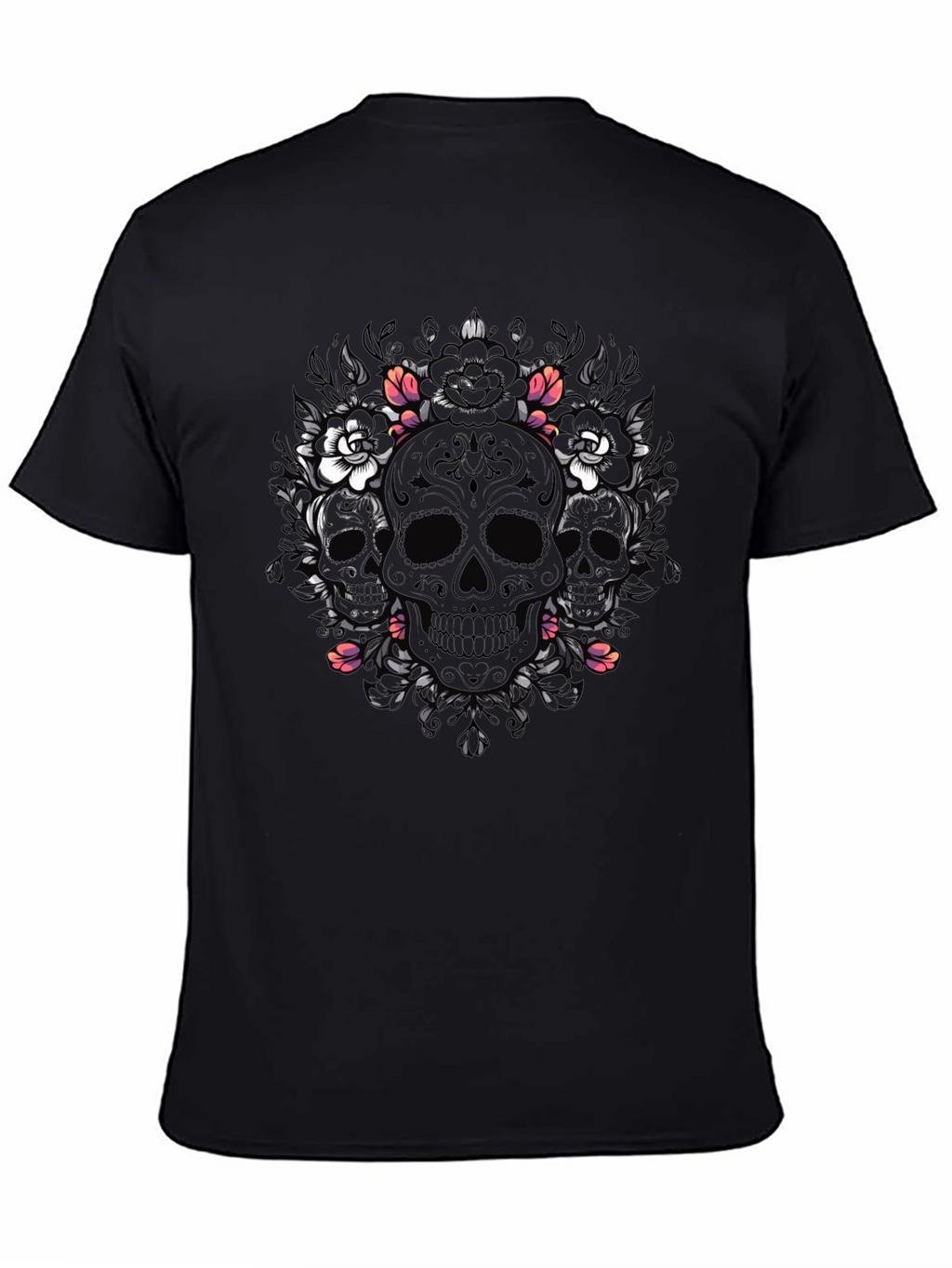 Skull & Floral T-Shirt - Dark Gothic Style