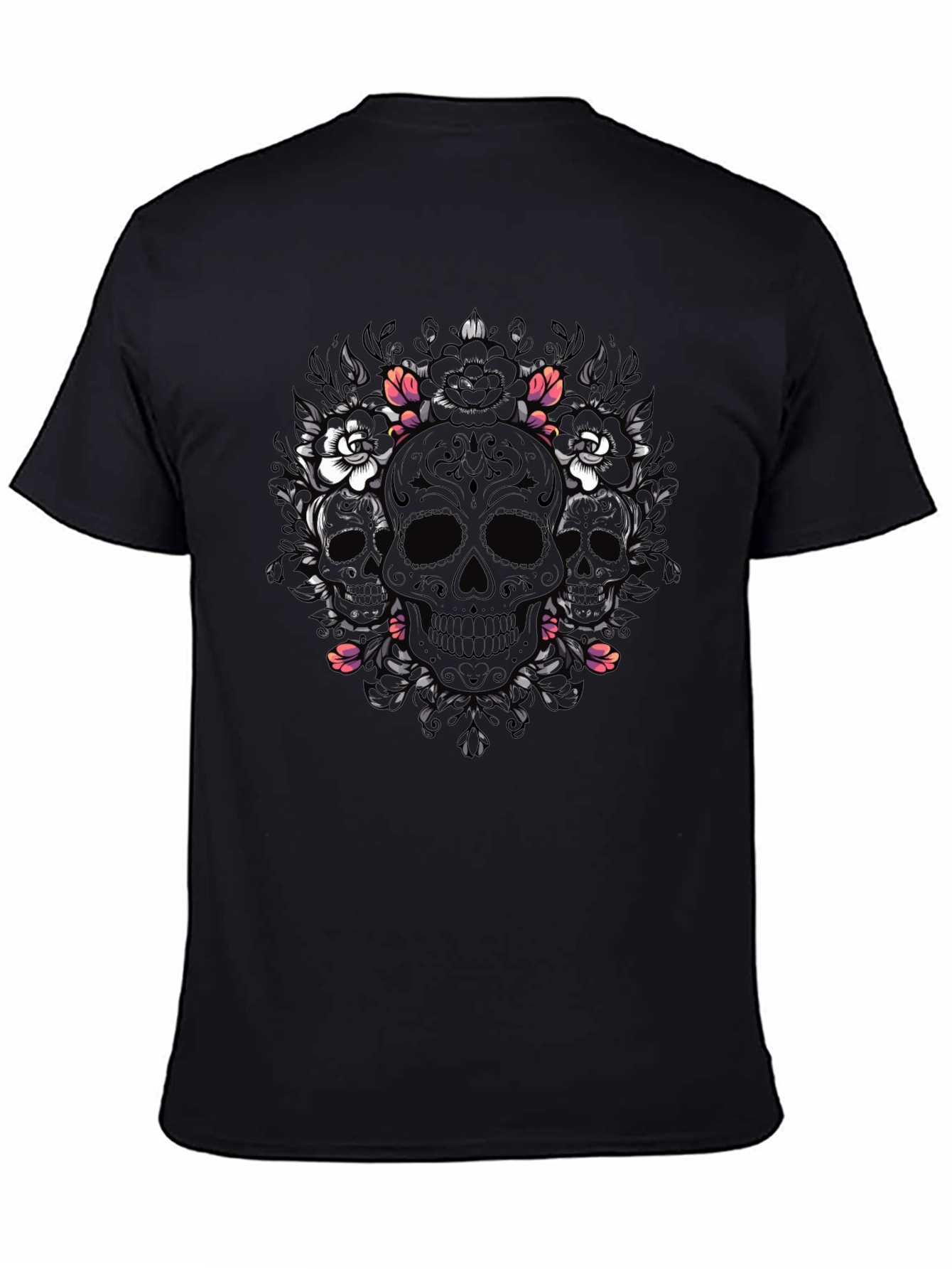 Skull & Floral T-Shirt - Dark Gothic Style