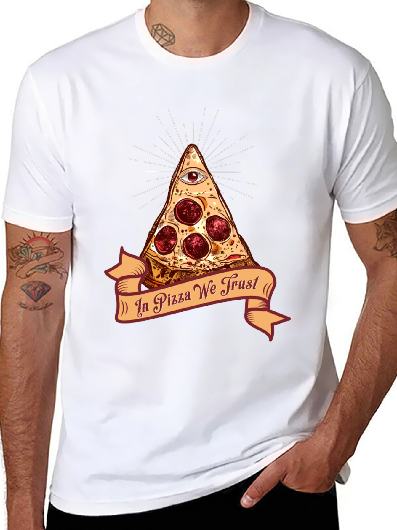 Pizza Illuminati T-Shirt - In Pizza We Trust Funny Tee