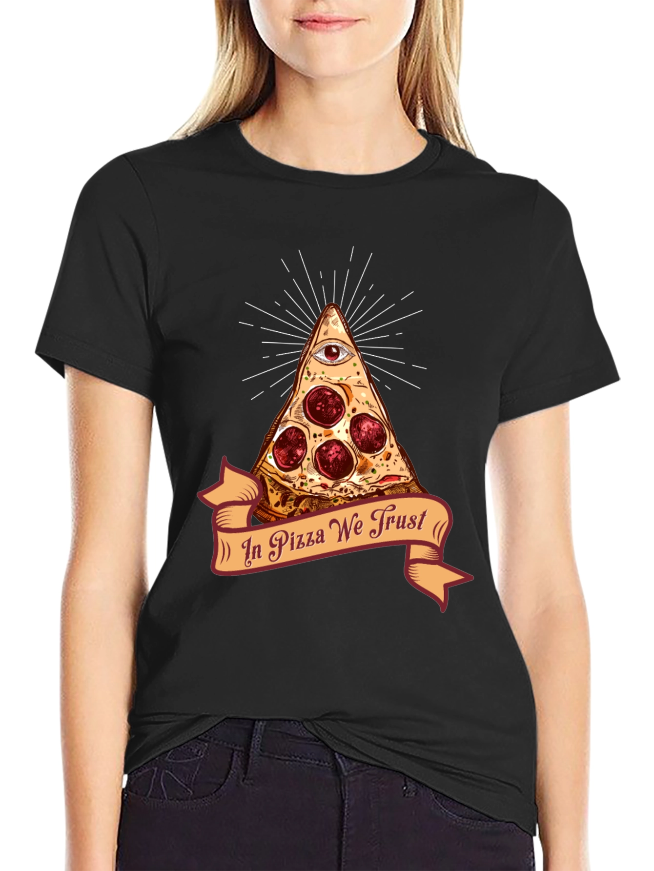 Pizza Illuminati T-Shirt - In Pizza We Trust Funny Tee