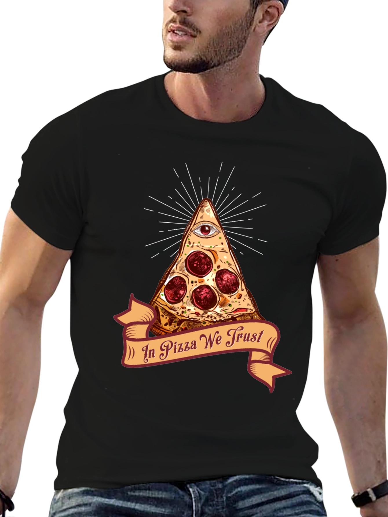 Pizza Illuminati T-Shirt - In Pizza We Trust Funny Tee