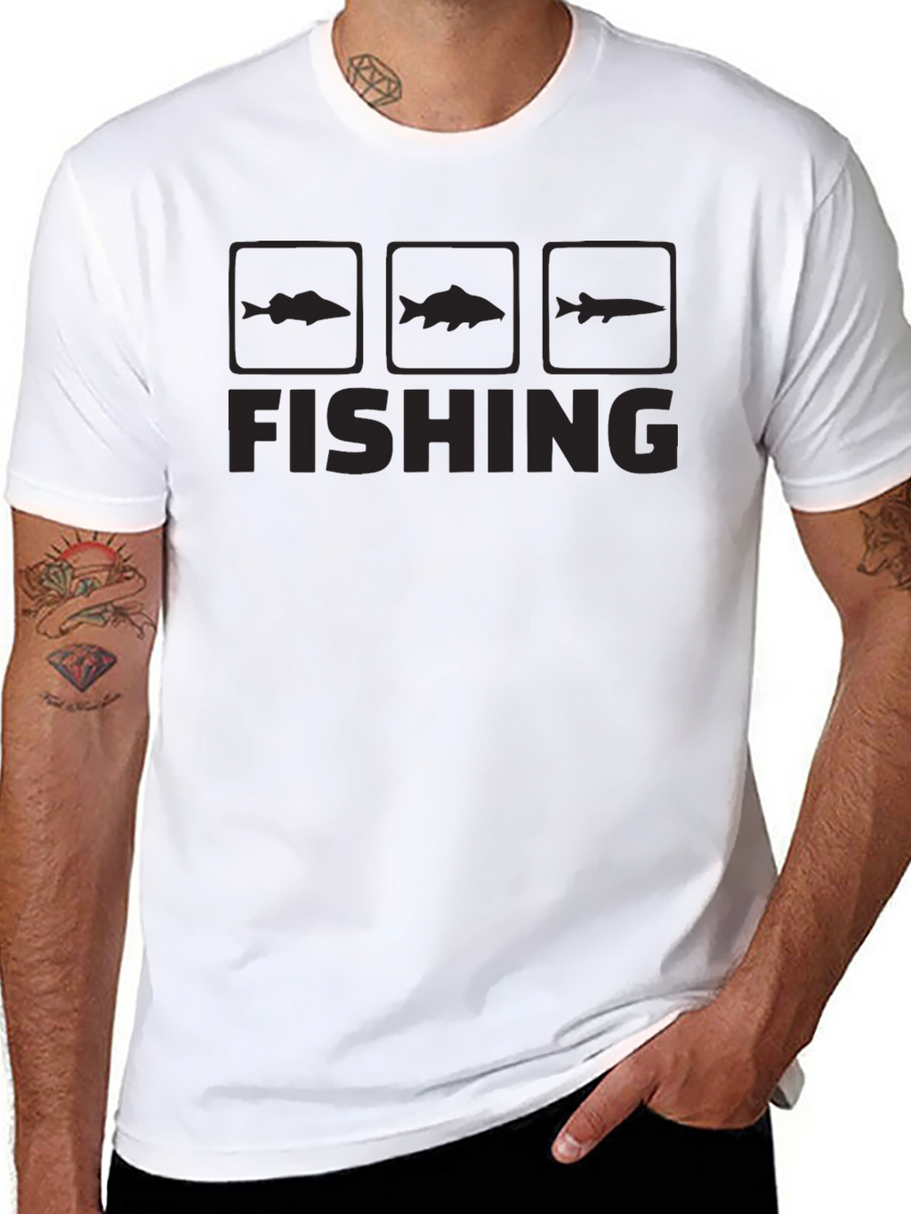 Fishing Graphic Tee | Black Cotton T-Shirt