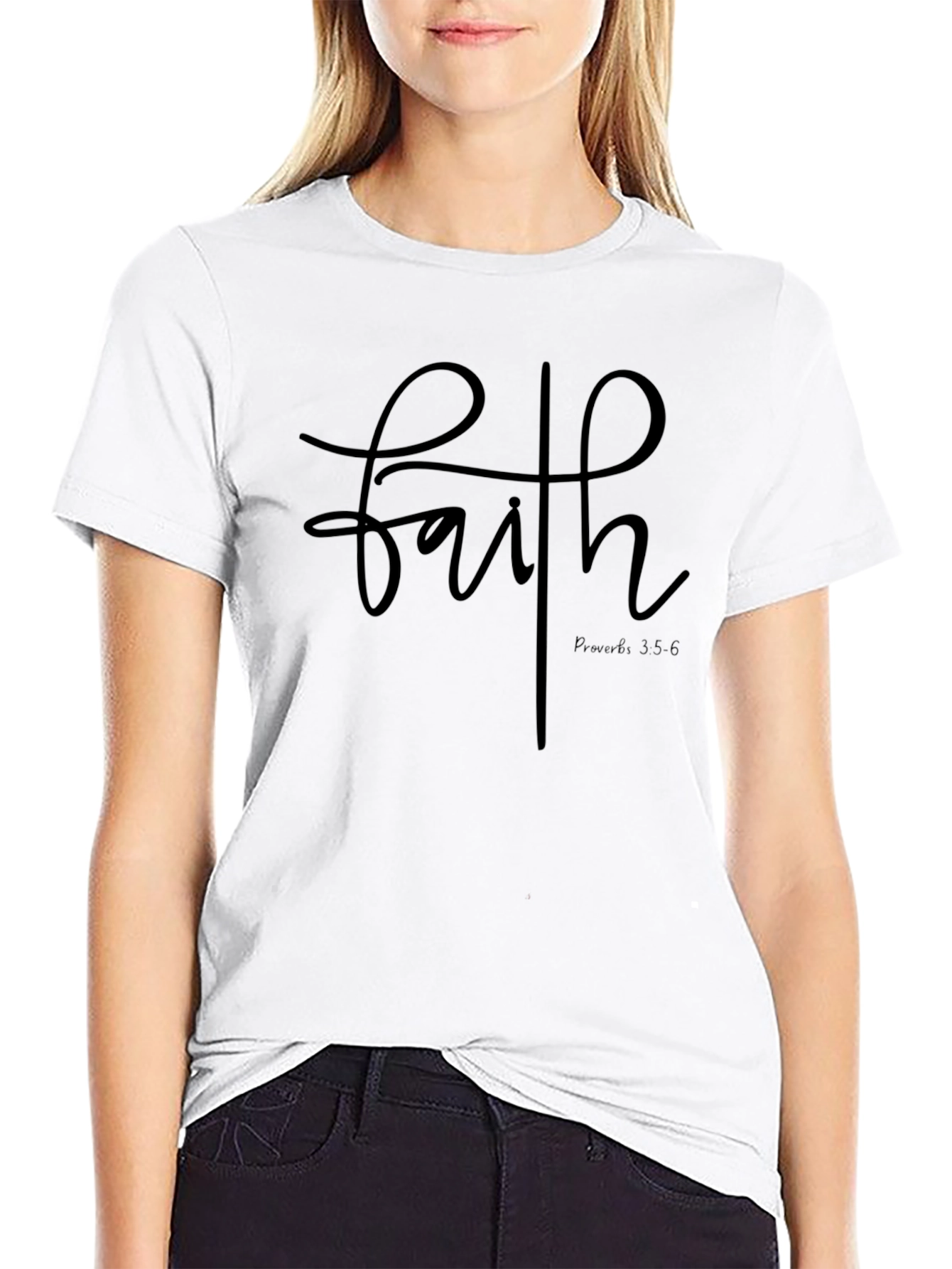 Faith Script T-Shirt: Proverbs 3:5-6 Christian Tee