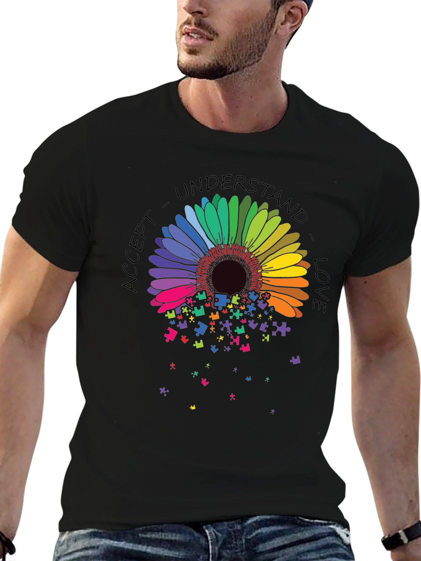 Autism Awareness Sunflower Puzzle Piece T-Shirt