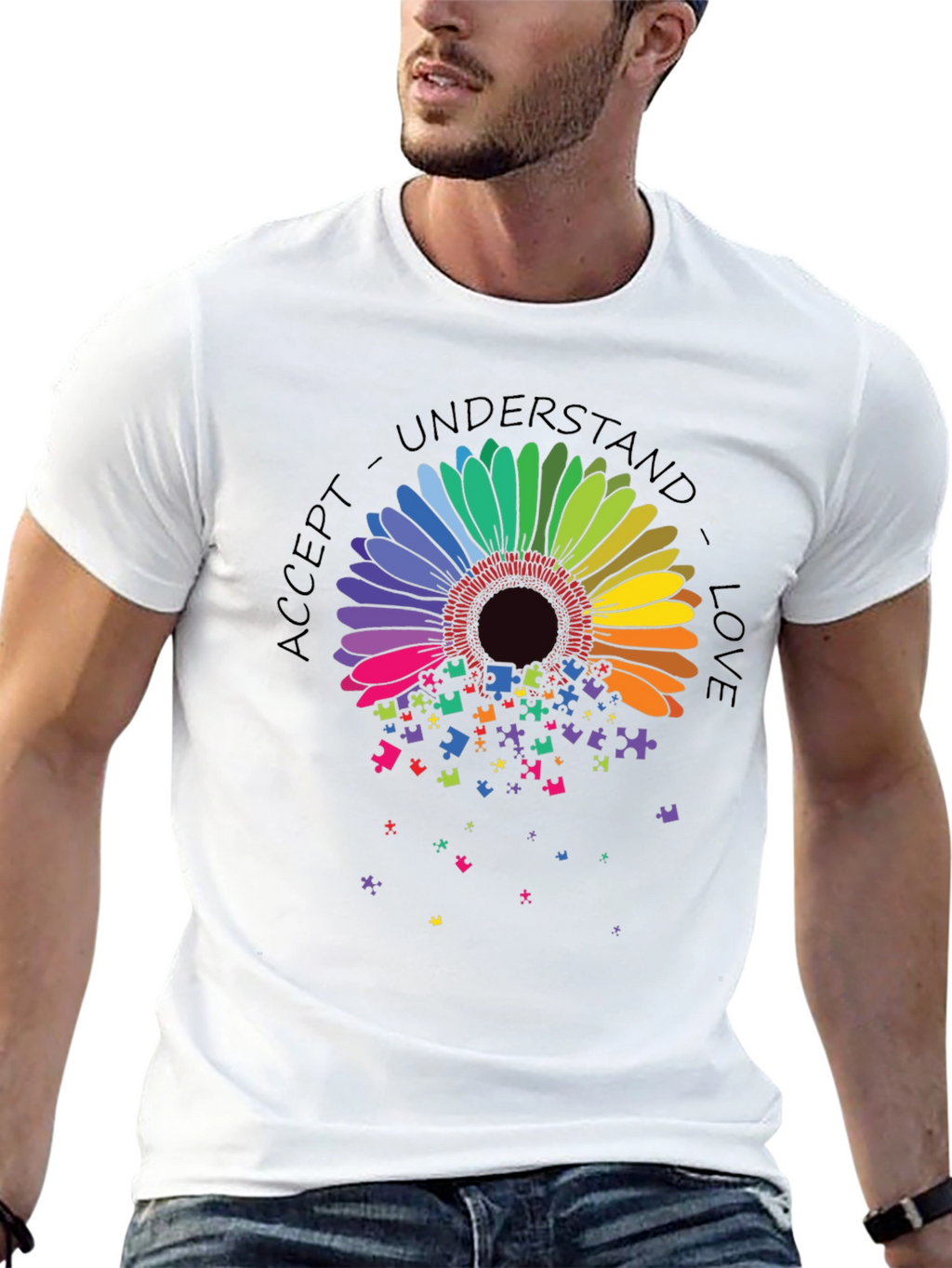 Autism Awareness Sunflower Puzzle Piece T-Shirt
