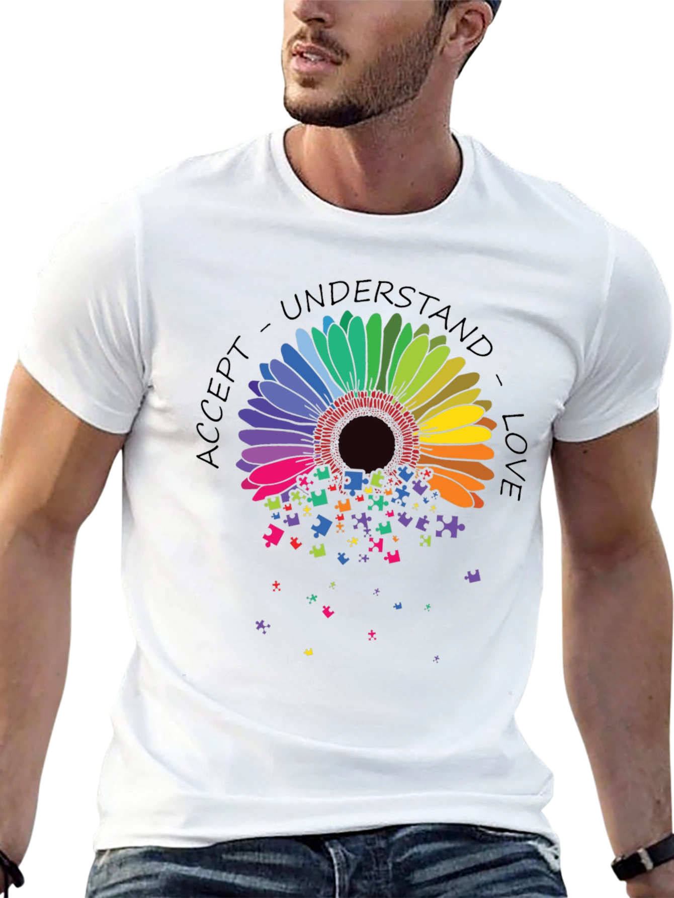 Autism Awareness Sunflower Puzzle Piece T-Shirt
