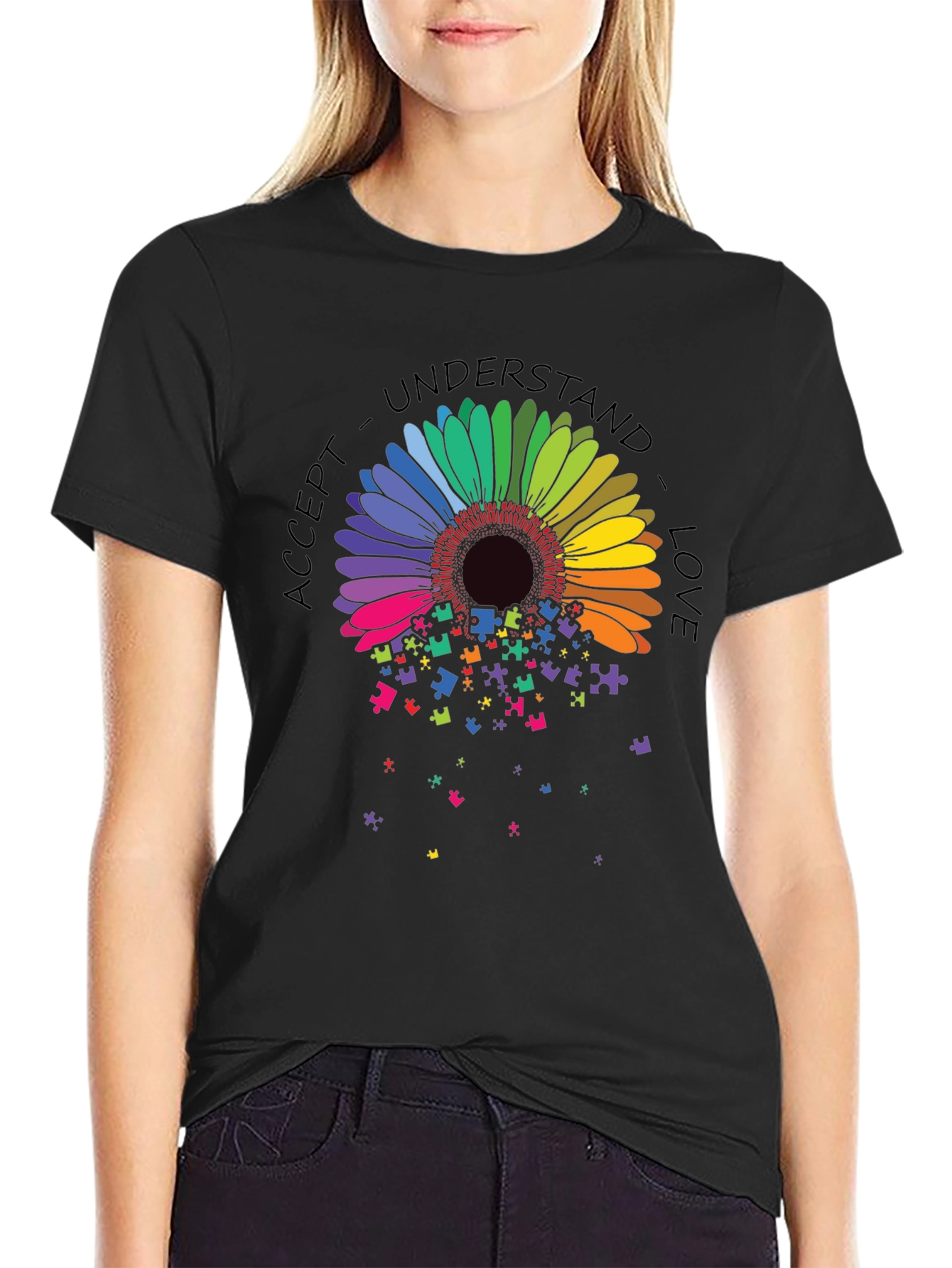 Autism Awareness Sunflower Puzzle Piece T-Shirt