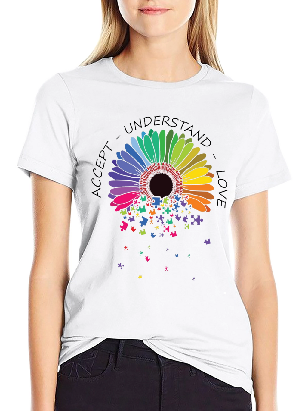 Autism Awareness Sunflower Puzzle Piece T-Shirt