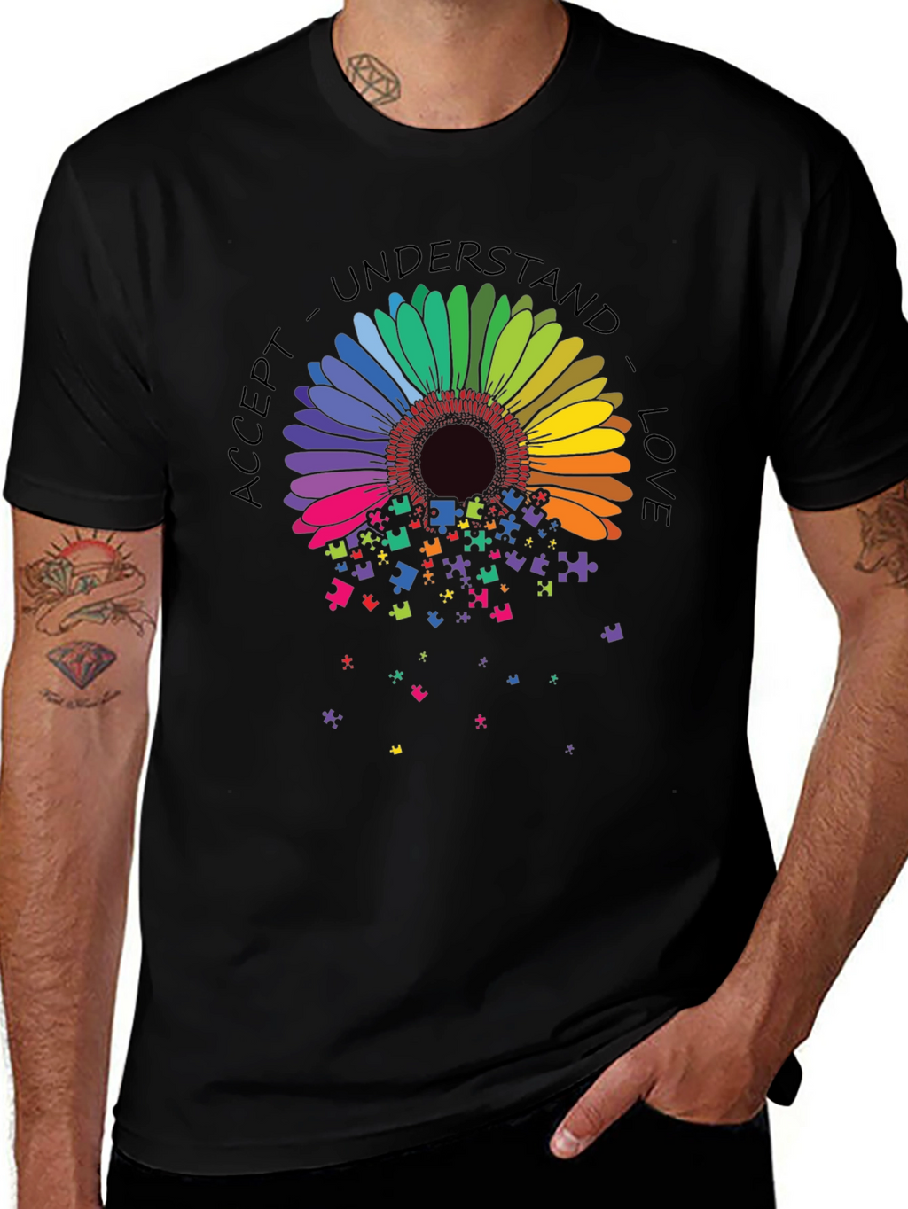 Autism Awareness Sunflower Puzzle Piece T-Shirt
