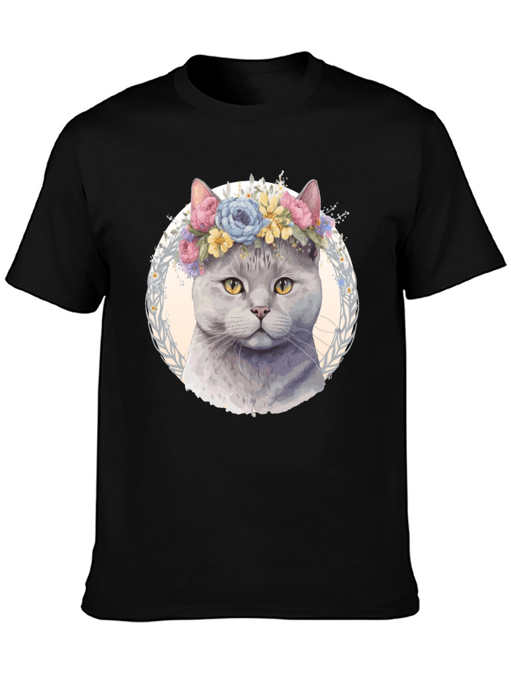Cat with Floral Crown T-Shirt - Unique Design