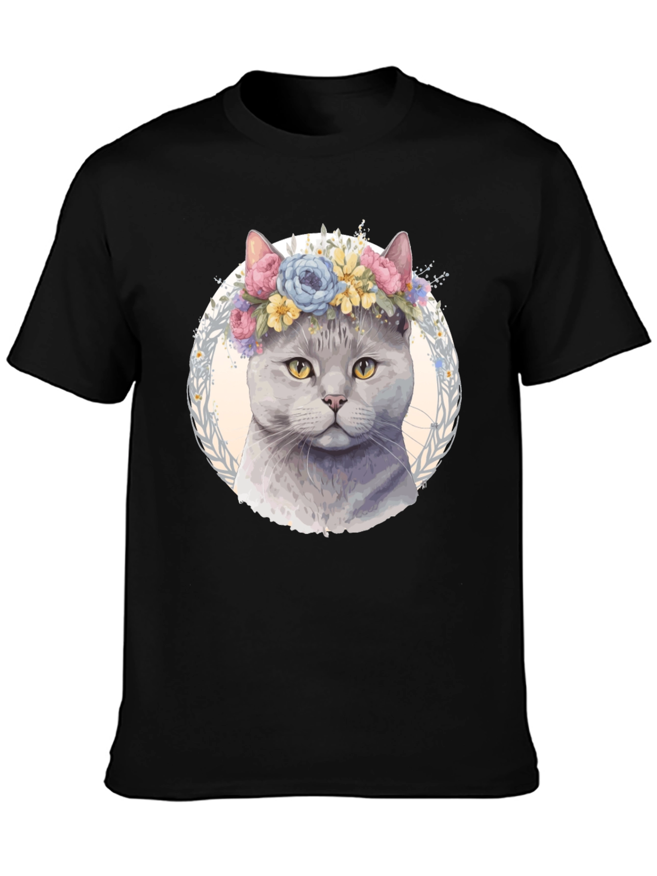 Cat with Floral Crown T-Shirt - Unique Design