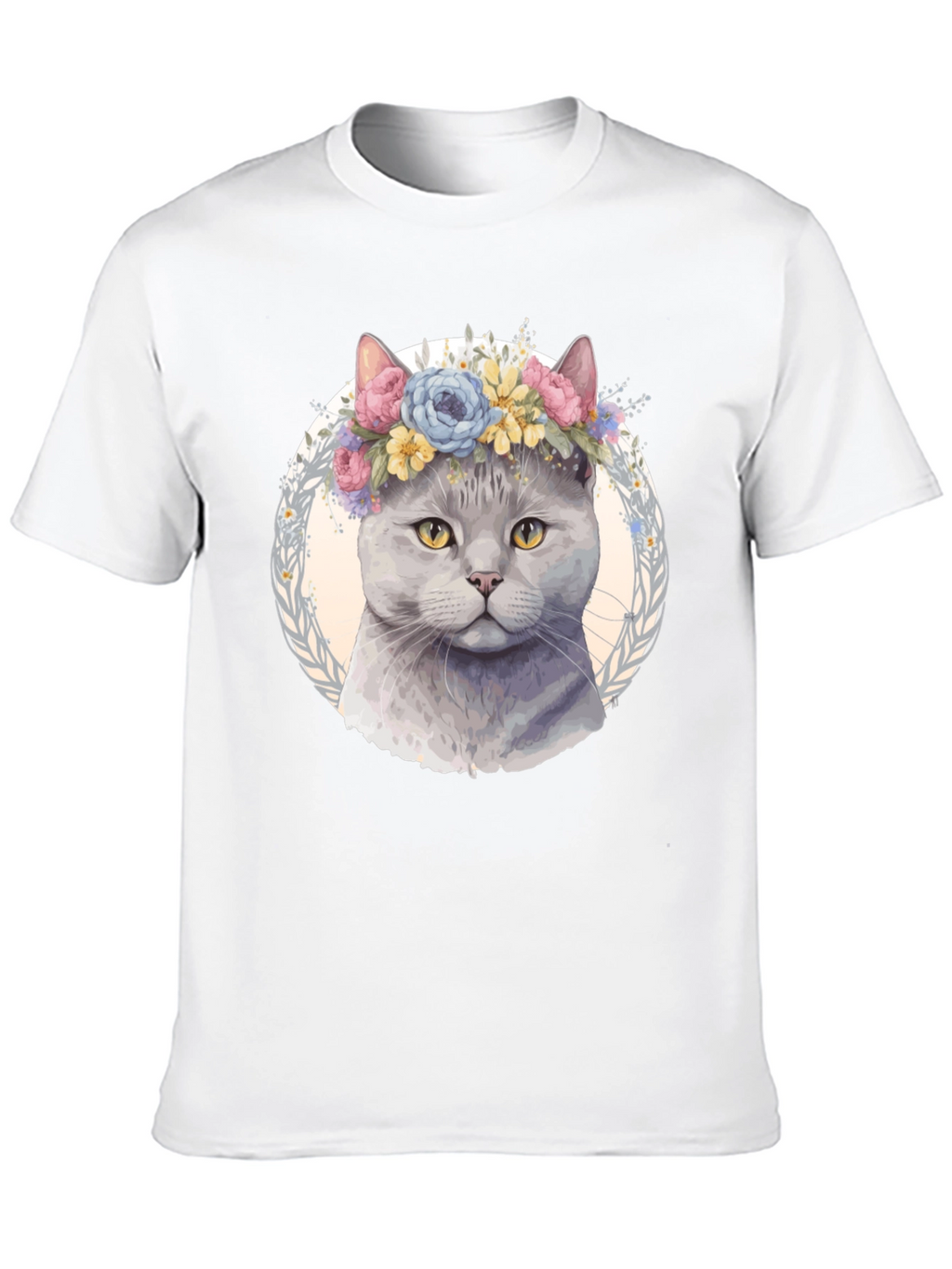 Cat with Floral Crown T-Shirt - Unique Design