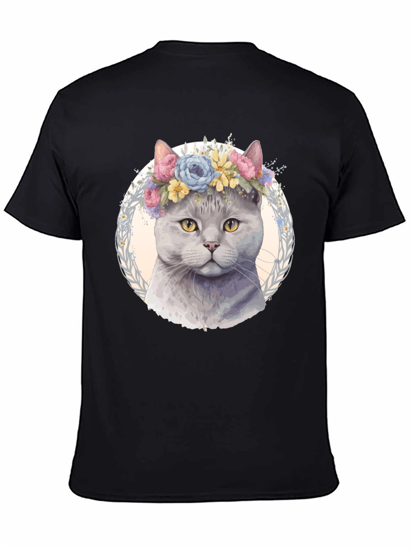 Cat with Floral Crown T-Shirt - Unique Design
