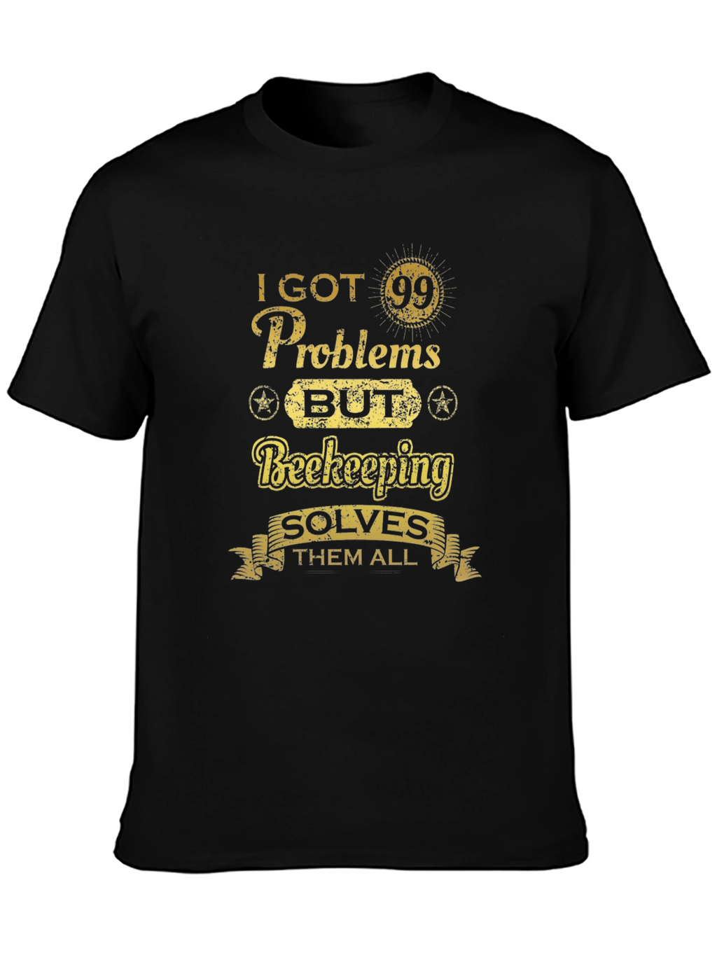 Beekeeping Solves All T-Shirt - Mens Black Tee
