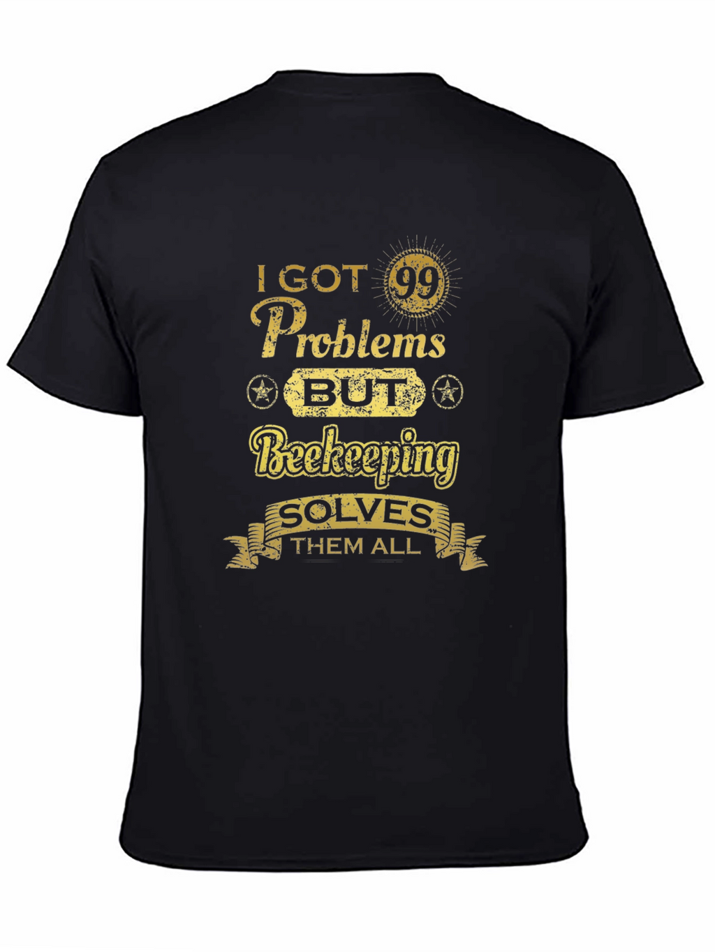 Beekeeping Solves All T-Shirt - Mens Black Tee