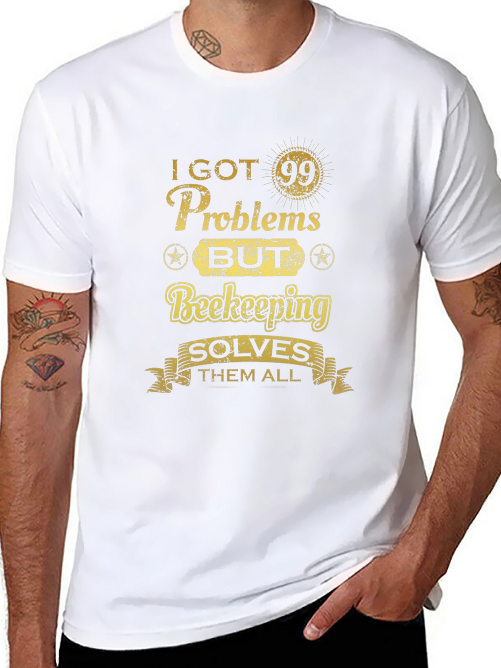 Beekeeping Solves All T-Shirt - Mens Black Tee